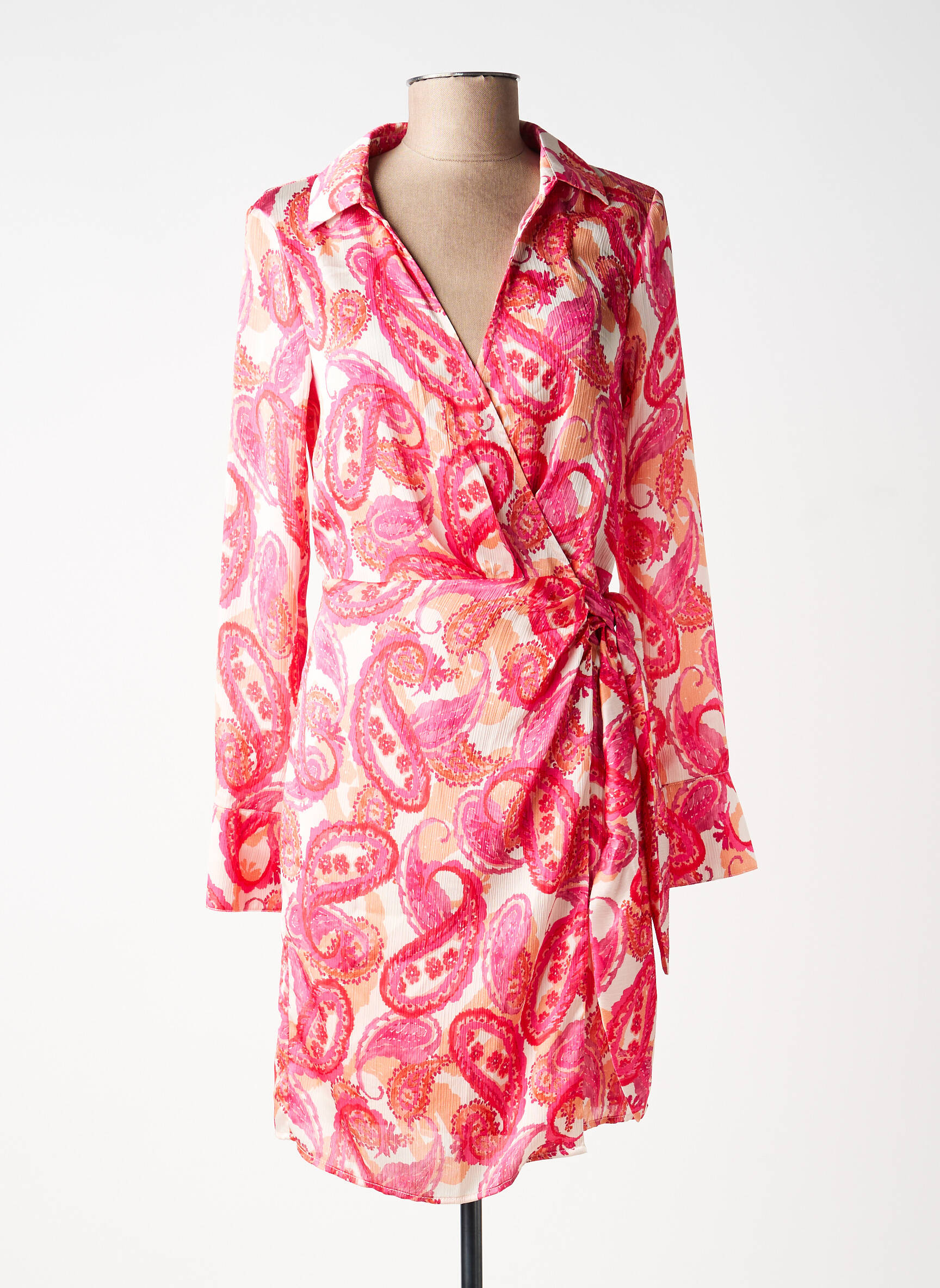 Robe courte manches longues manches longues rose MORGAN femme