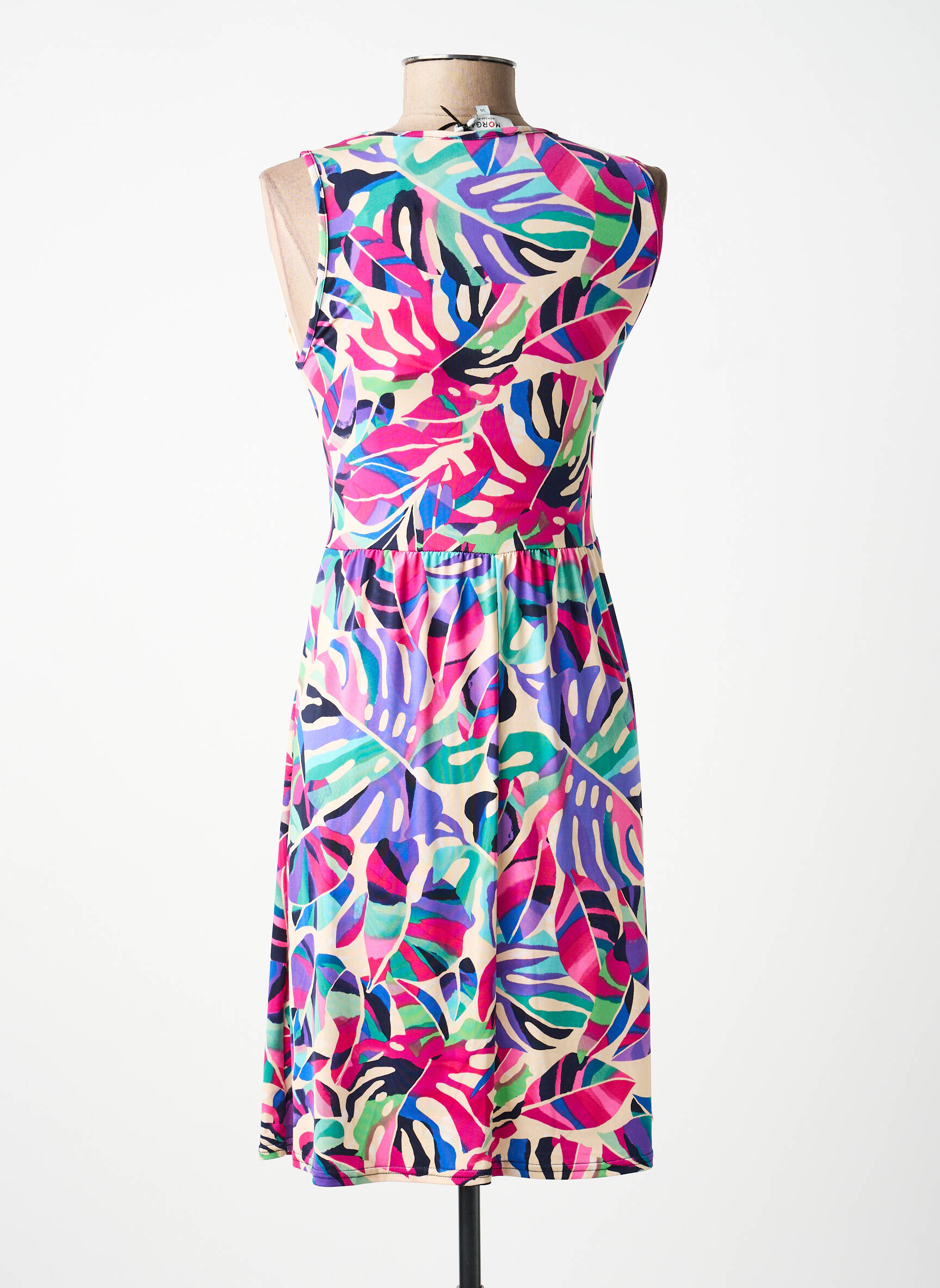 Robe mi-longue sans manche sans manche rose MORGAN femme