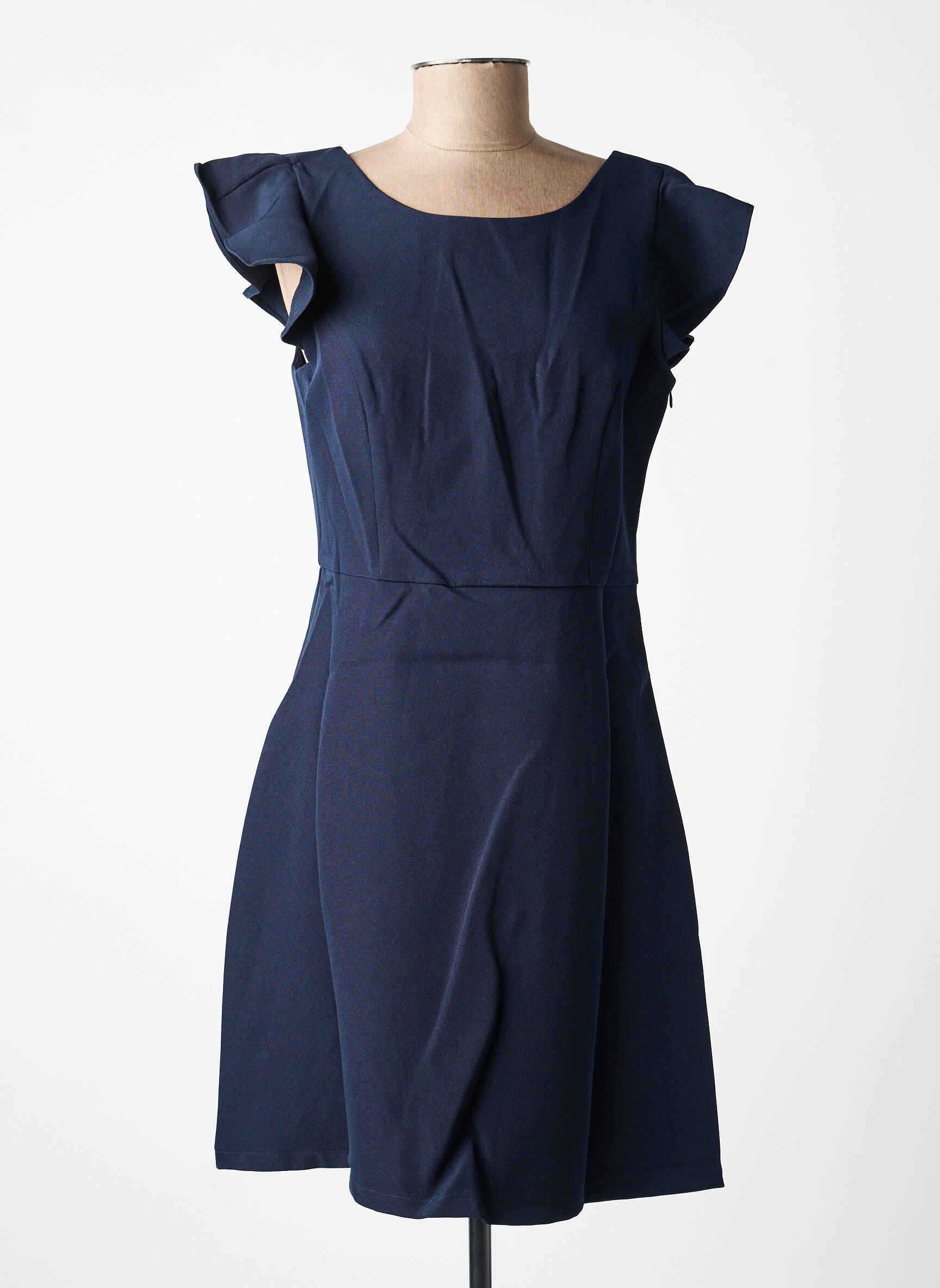 Robe courte fermeture zippée au dos manches courtes bleu MOLLY BRACKEN femme