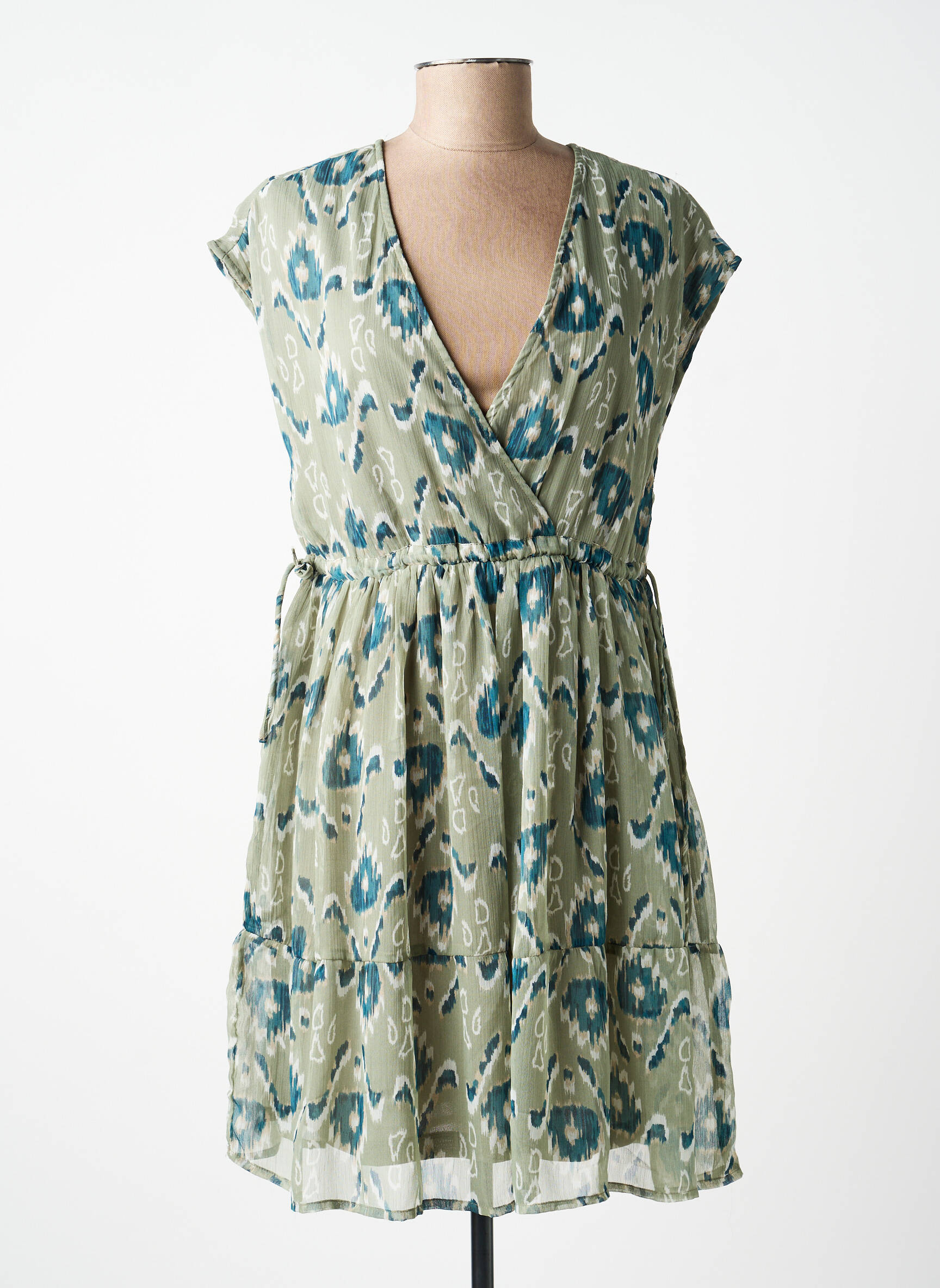 Robe courte coupe fluide manches courtes vert TIFFOSI femme