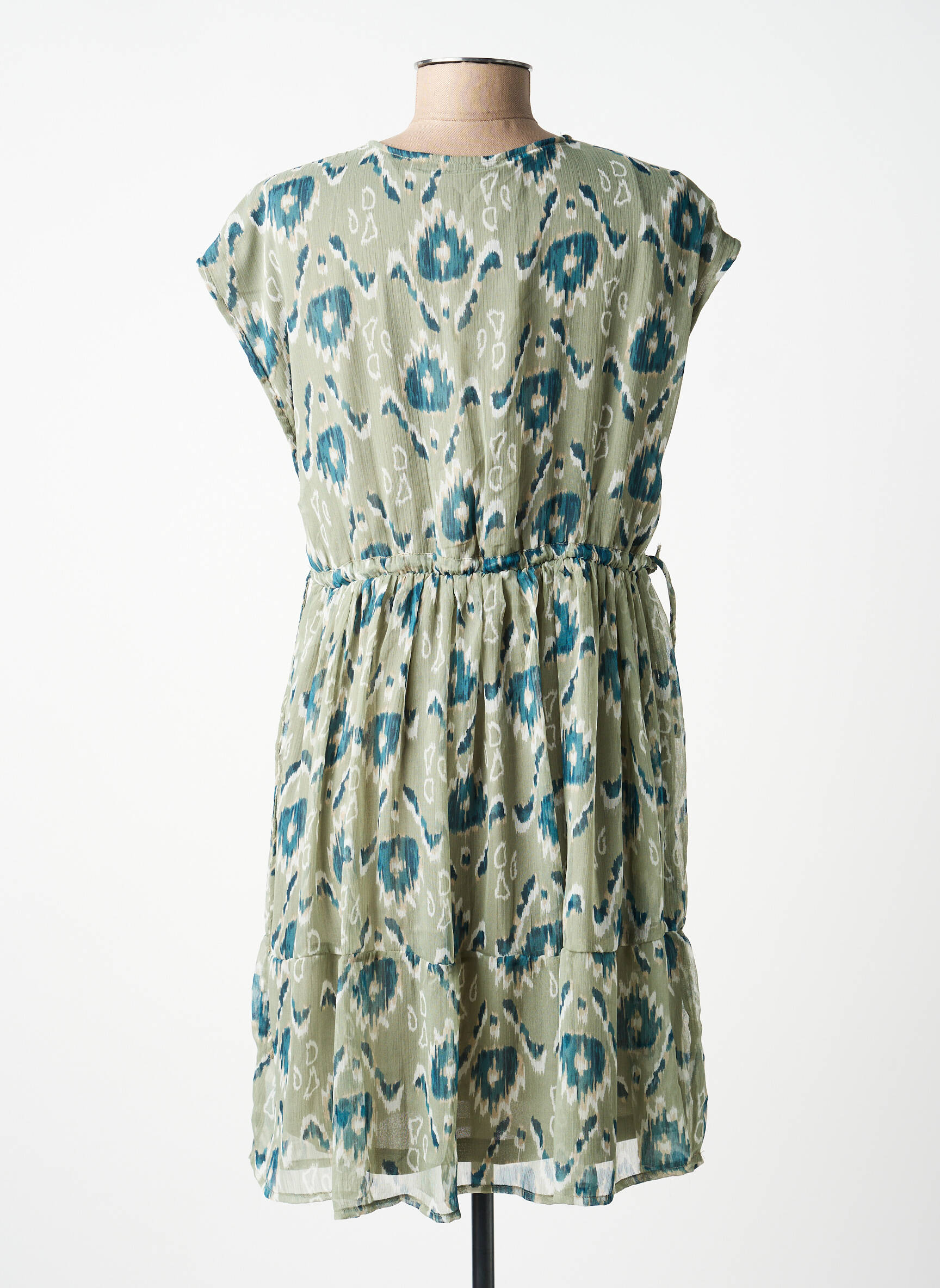 Robe courte coupe fluide manches courtes vert TIFFOSI femme