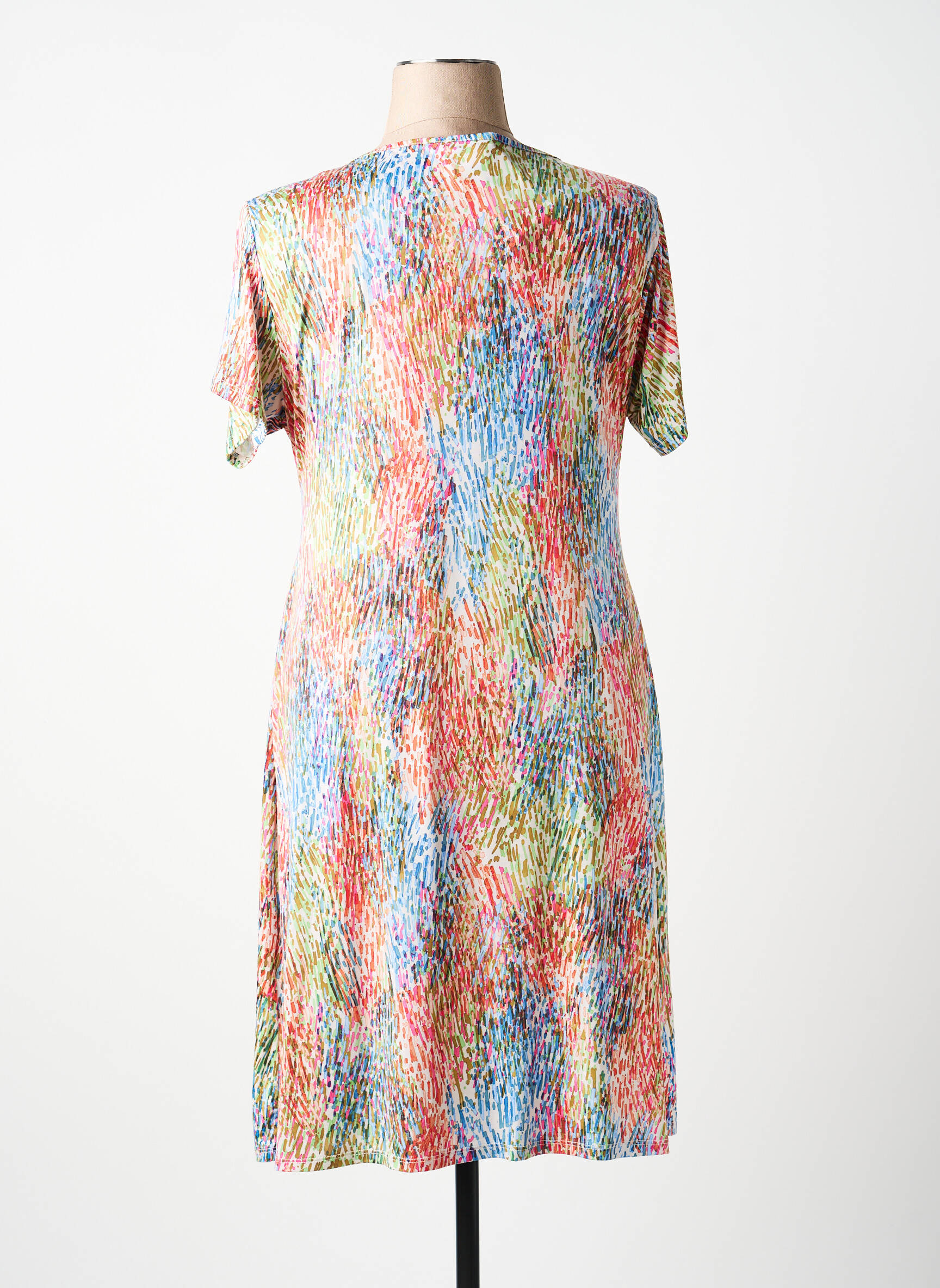 Robe mi-longue imprimé fantaisie manches courtes bleu GENUINE femme