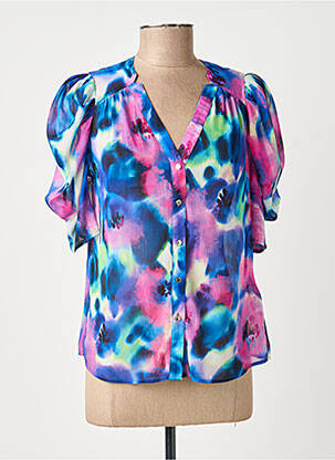 Chemisier manches courtes manches courtes bleu MORGAN femme
