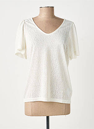 T-shirt col v manches courtes beige B.YOUNG femme