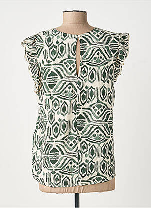 Blouse tissage popeline manches courtes vert B.YOUNG femme