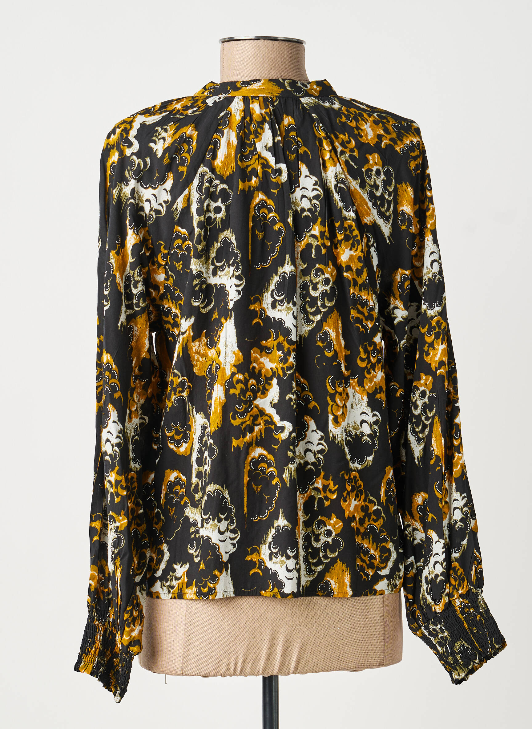 Blouse tissage popeline manches longues noir VILA femme