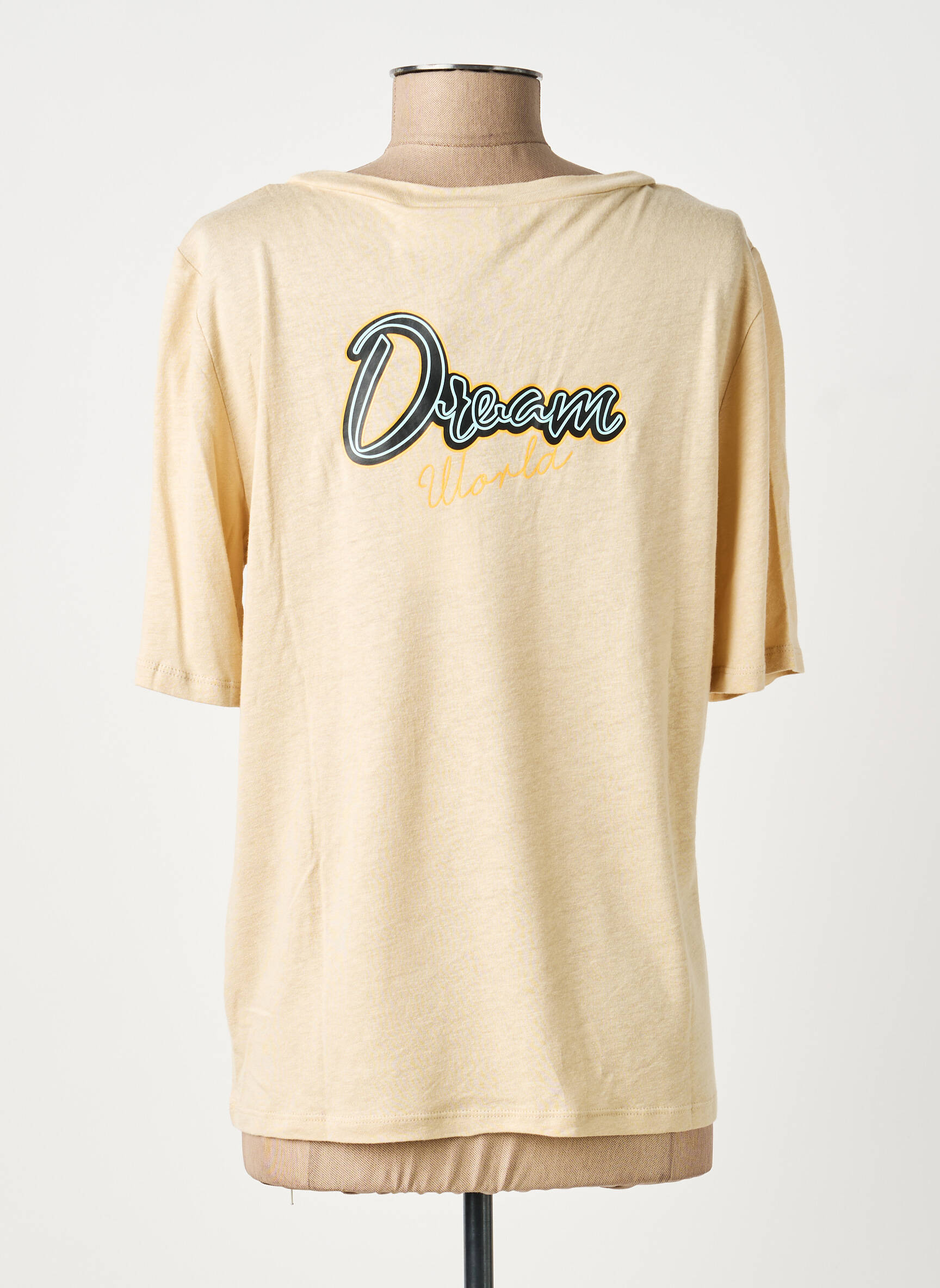 T-shirt col v manches courtes beige VILA femme