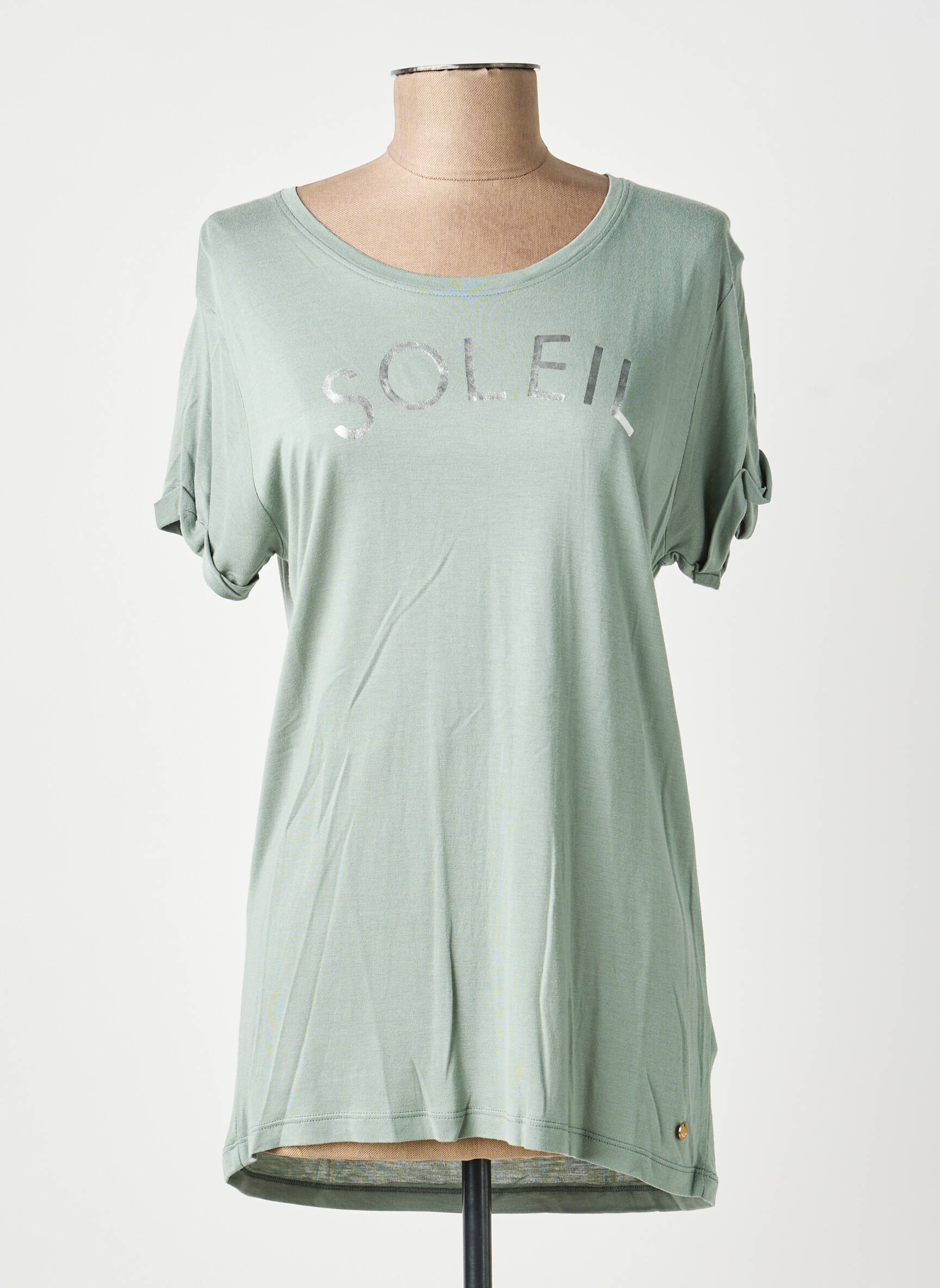 T-shirt sérigraphie manches courtes vert DEELUXE femme