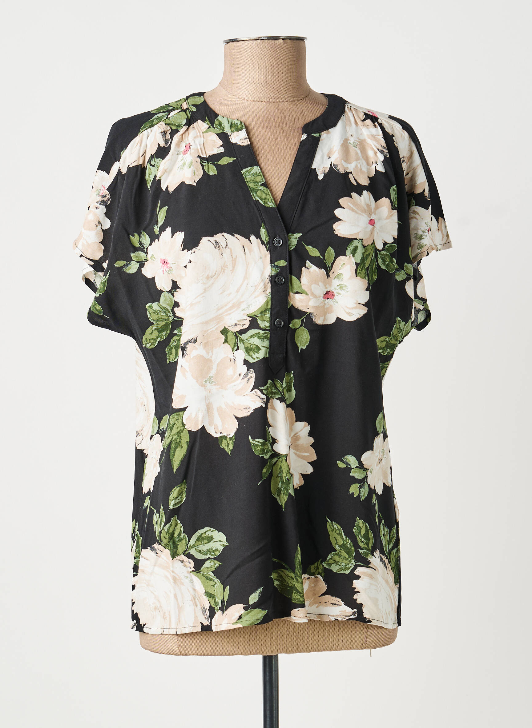 Blouse tissage popeline manches courtes noir B.YOUNG femme