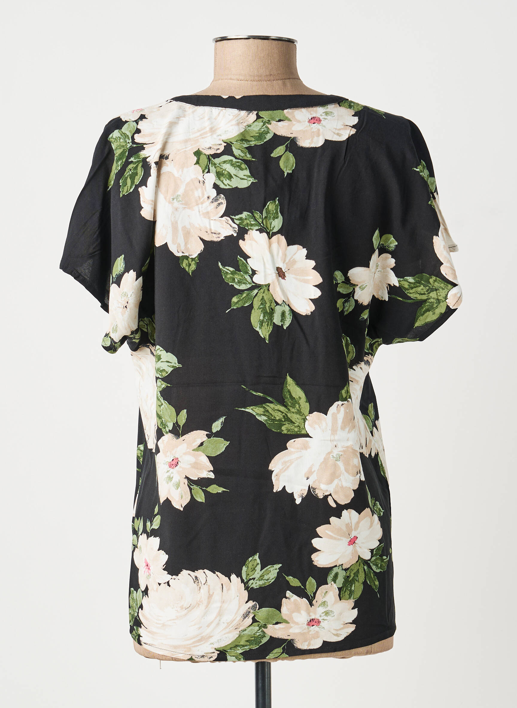 Blouse tissage popeline manches courtes noir B.YOUNG femme