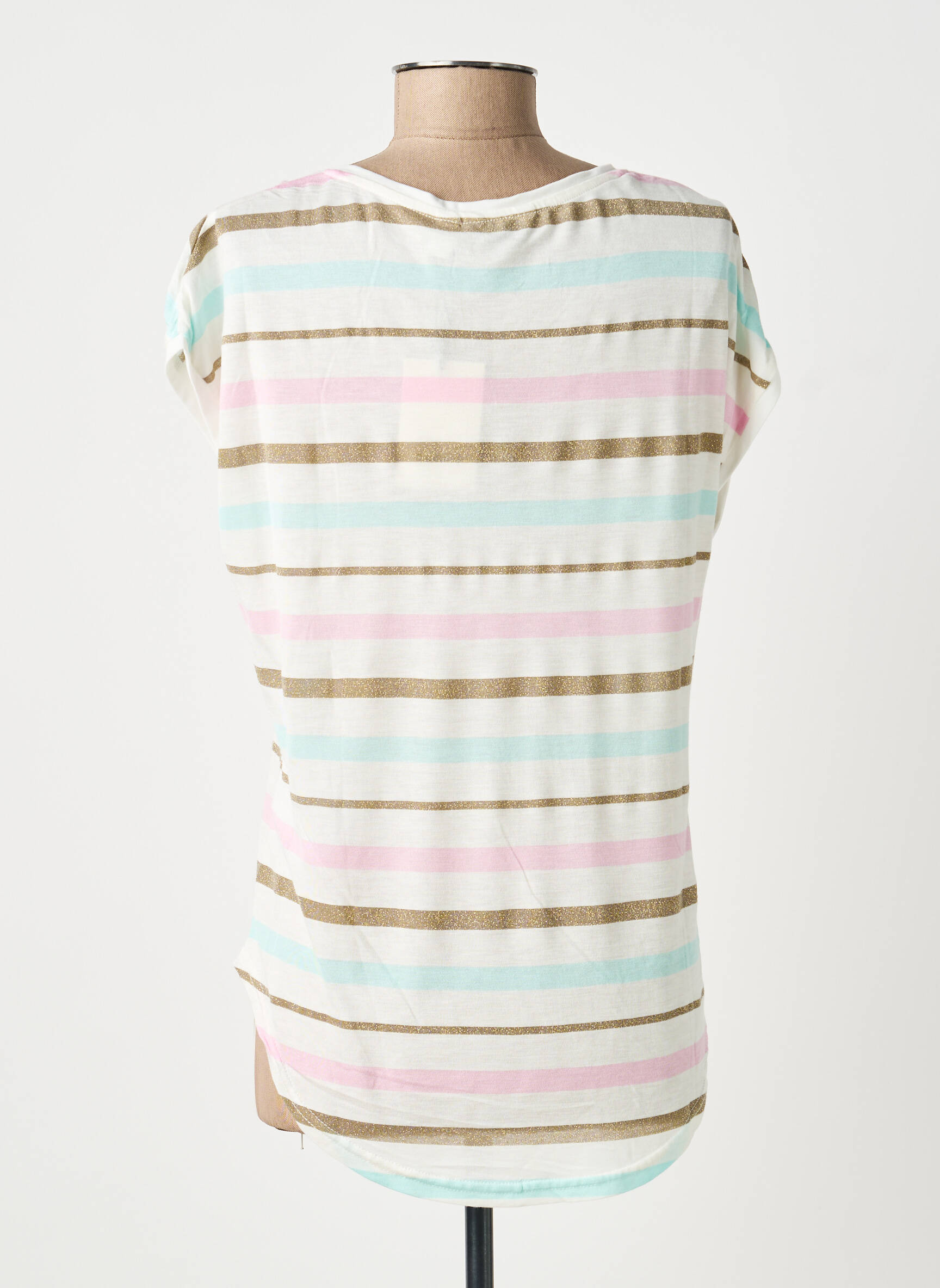 T-shirt col v manches courtes beige B.YOUNG femme