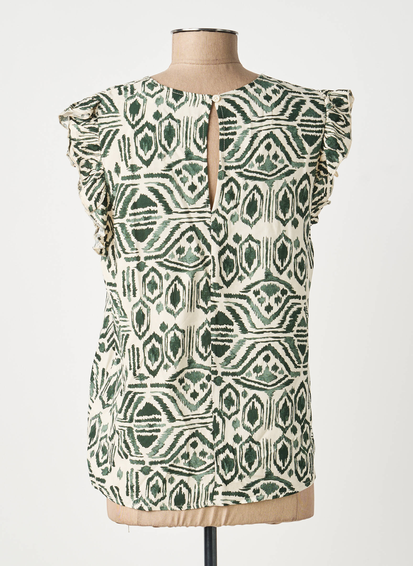 Blouse tissage popeline manches courtes vert B.YOUNG femme