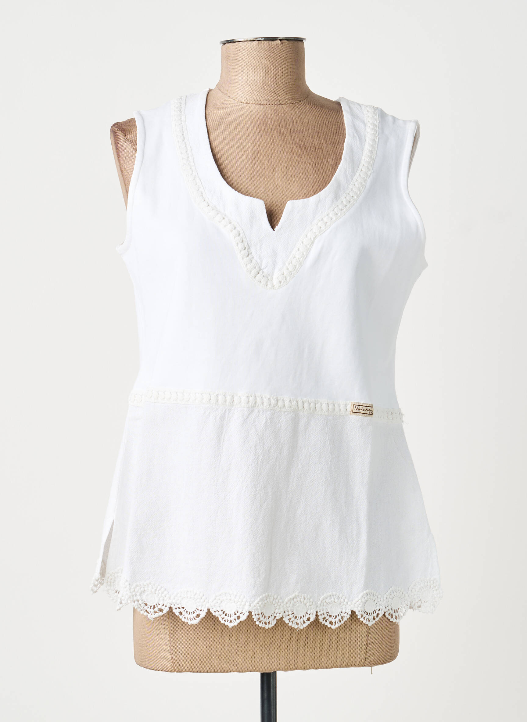 Top stretch sans manche blanc NATURAL femme