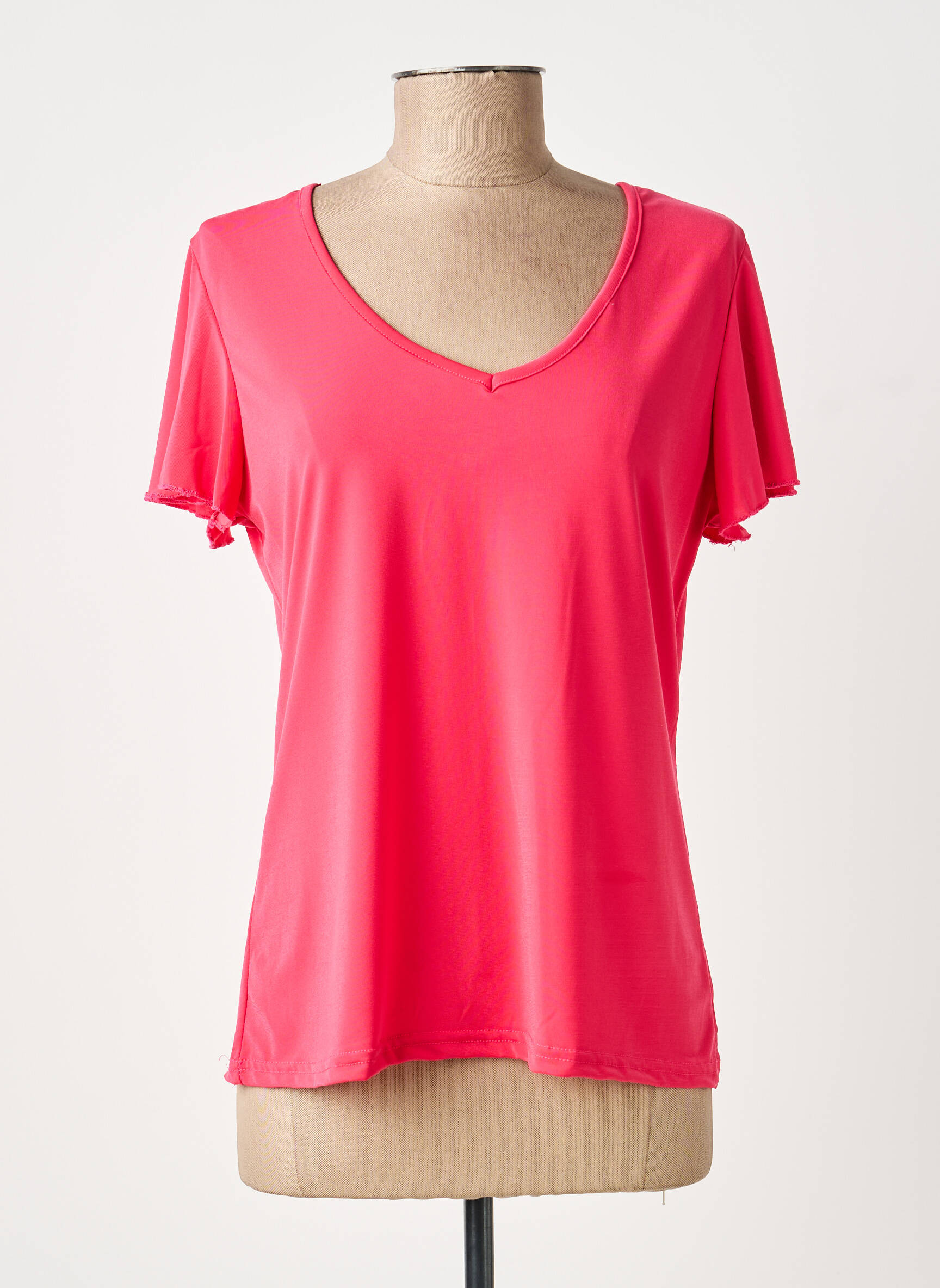 Top stretch manches courtes rose GENUINE femme