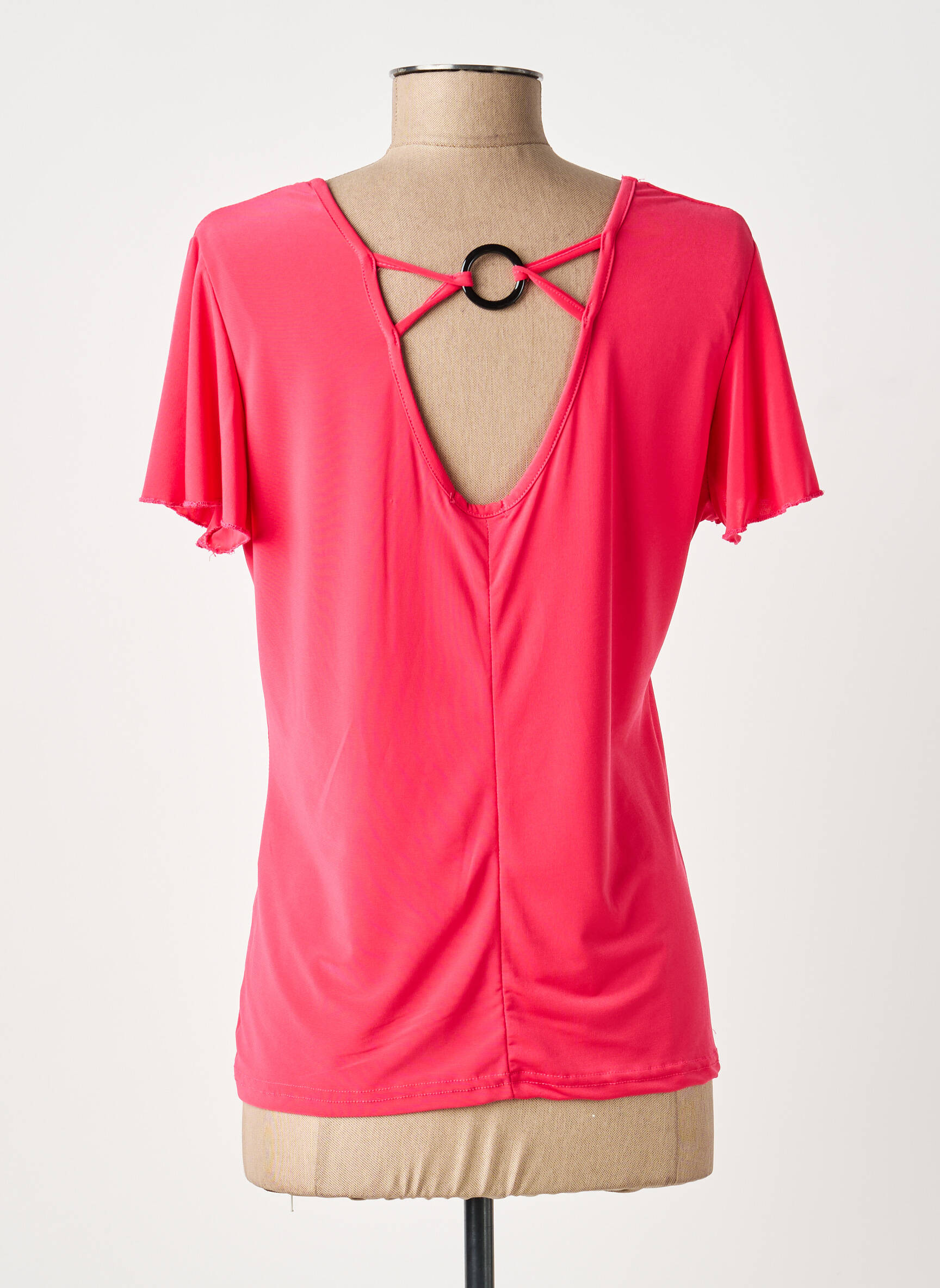 Top stretch manches courtes rose GENUINE femme