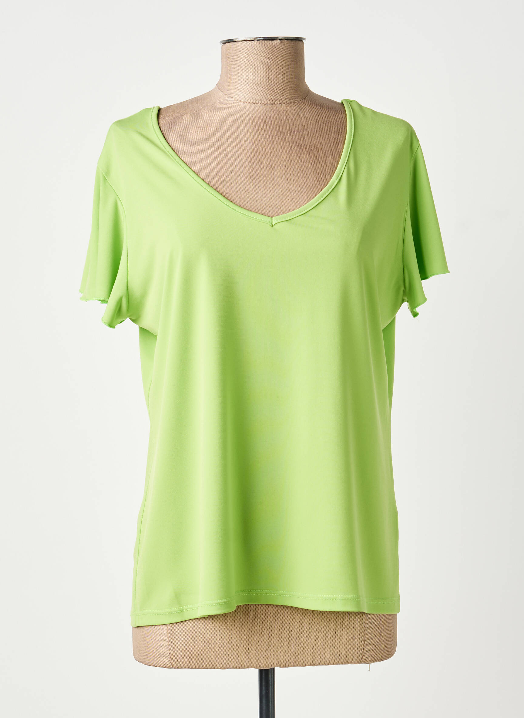 Top stretch manches courtes vert GENUINE femme