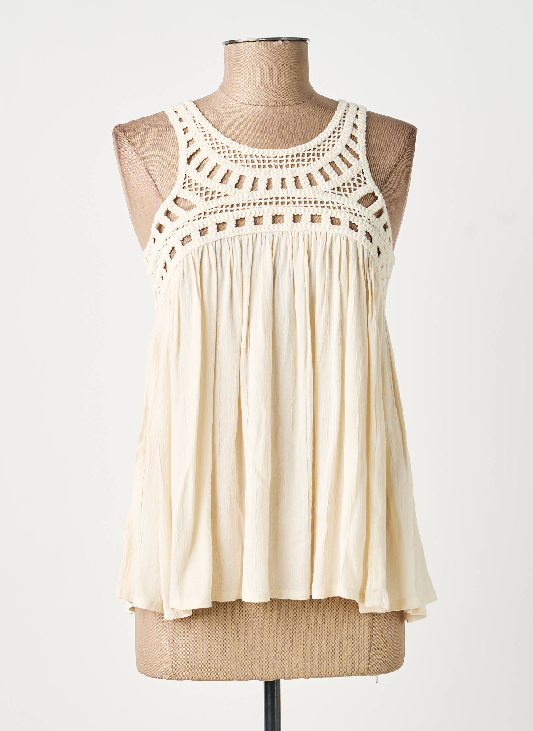 Top stretch sans manche beige VILA femme