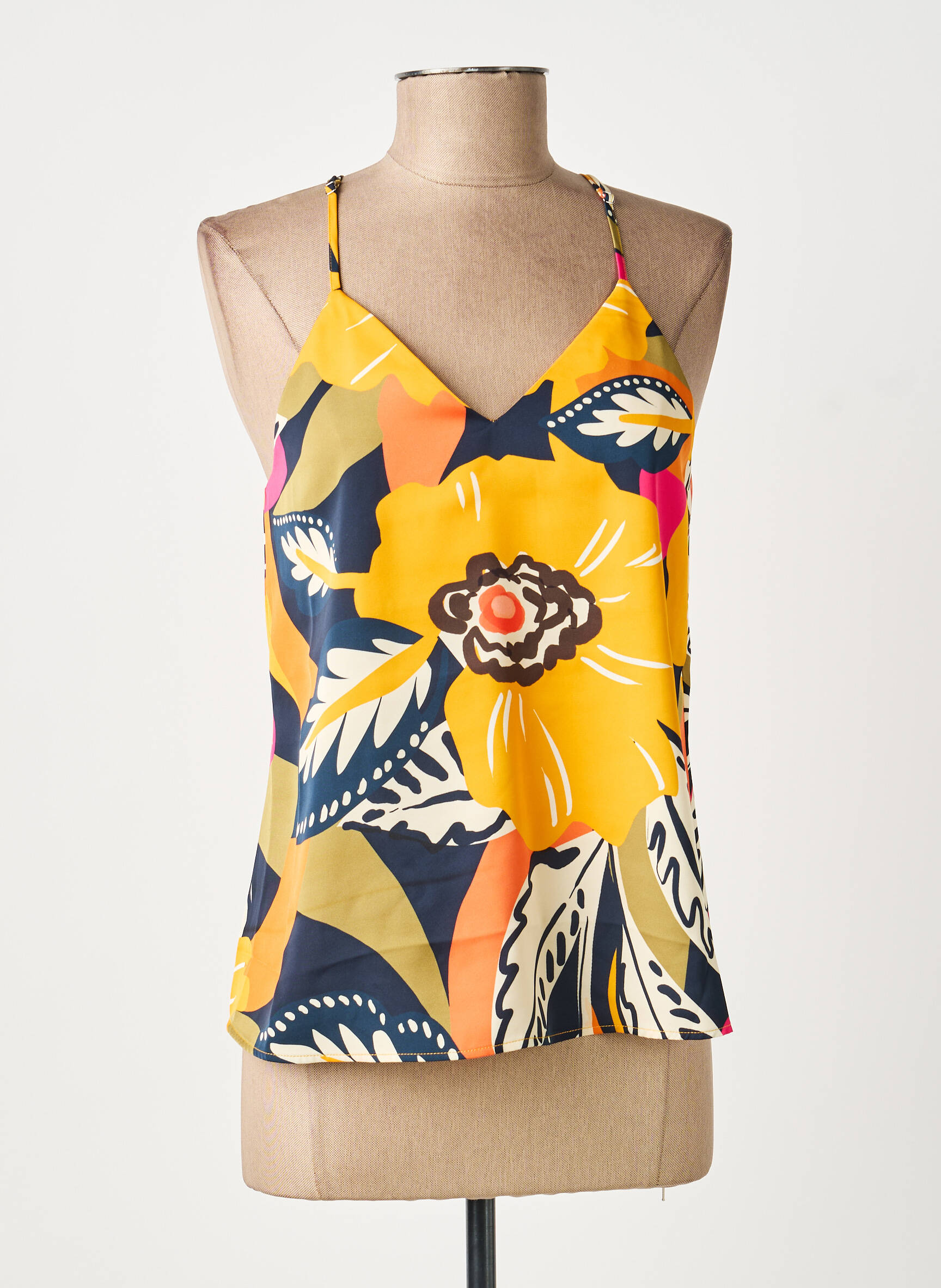 Top coupe fluide fines bretelles orange MOLLY BRACKEN femme