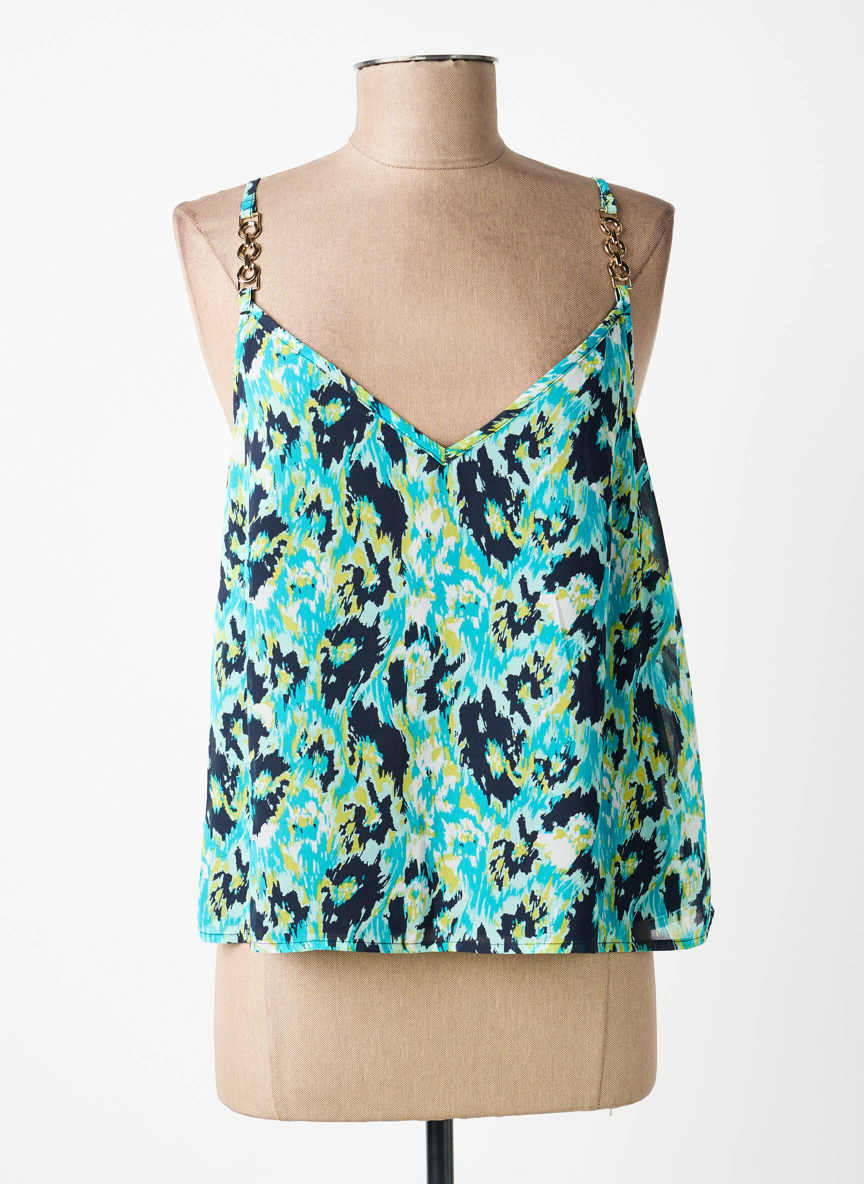 Top manches bretelles ajustables fines bretelles bleu MORGAN femme