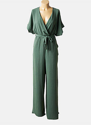 Combi-pantalon tissage crêpe manches courtes vert TIFFOSI femme