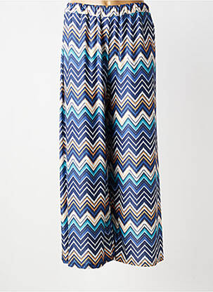 Pantalon large tissage popeline taille normale bleu QUATRE VINGT JOURS femme