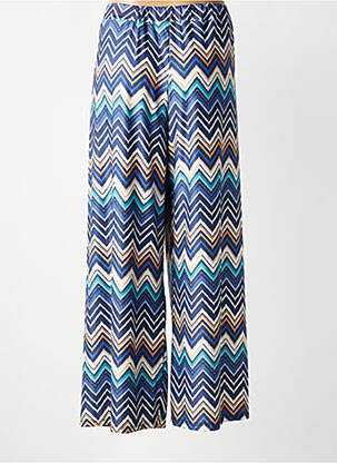 Pantalon large tissage popeline taille normale bleu QUATRE VINGT JOURS femme