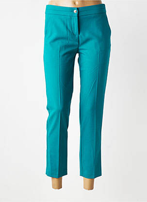 Pantalon 7/8 tissage popeline taille normale vert MORGAN femme