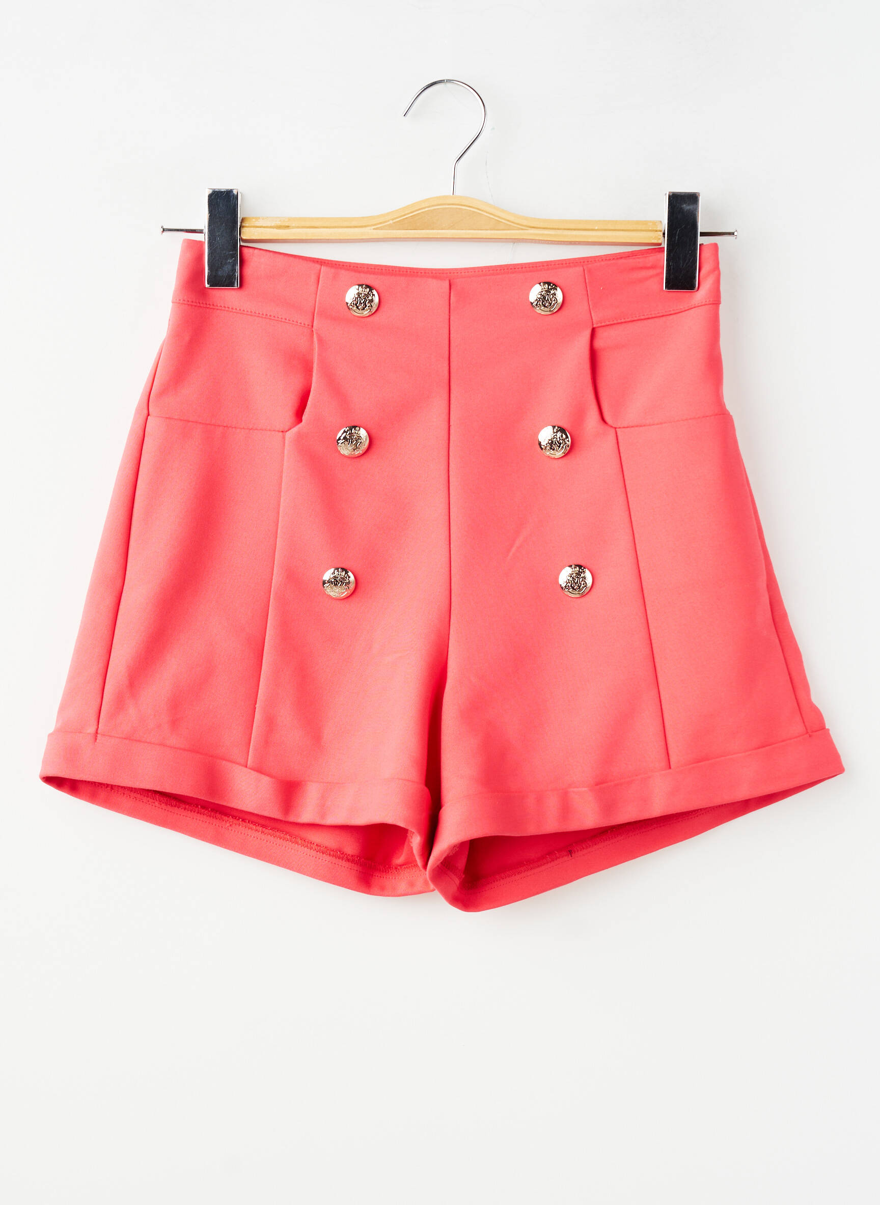 Short coupe droite taille haute rose MORGAN femme