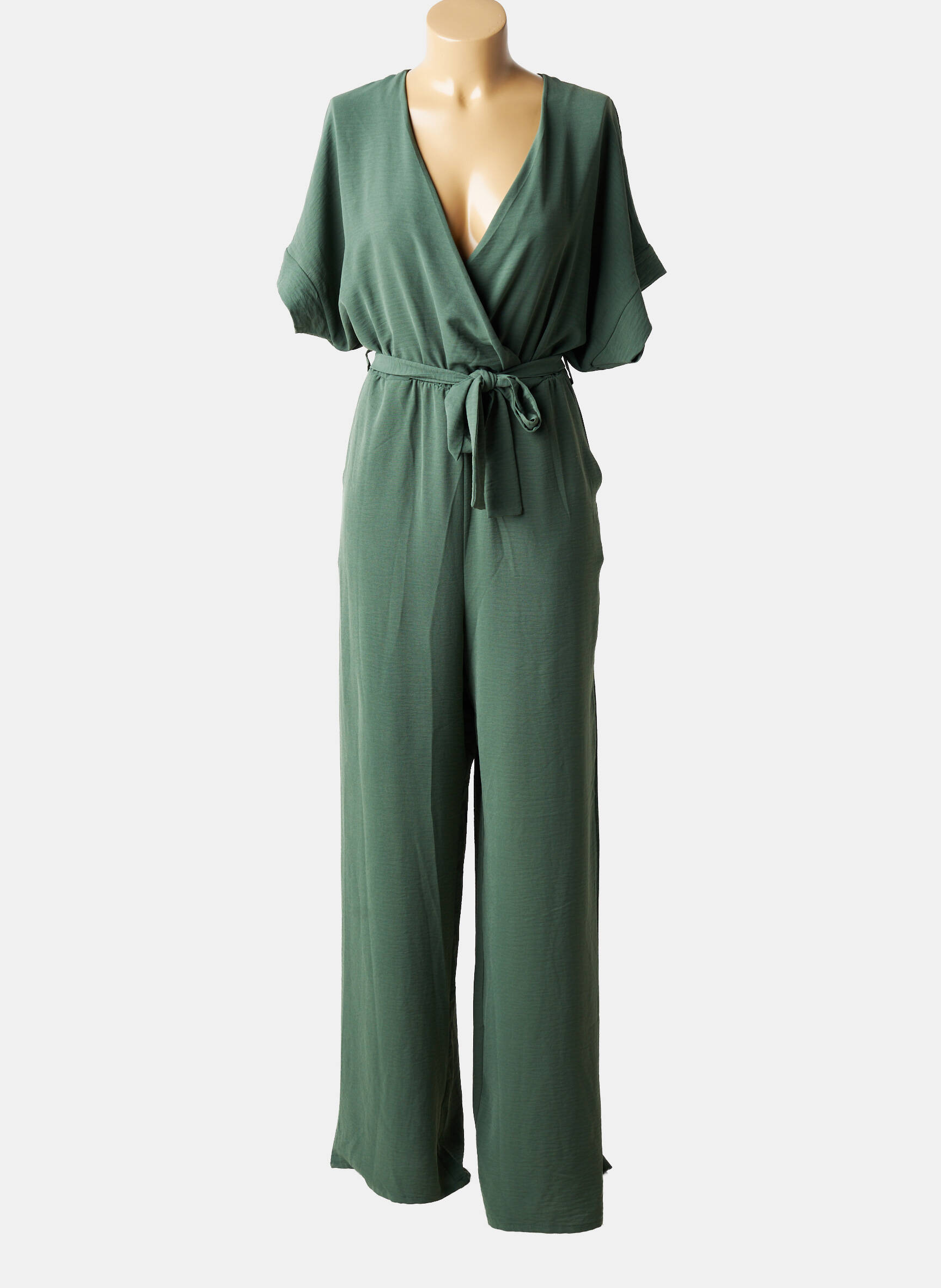 Combi-pantalon col cache-coeur manches courtes vert TIFFOSI femme