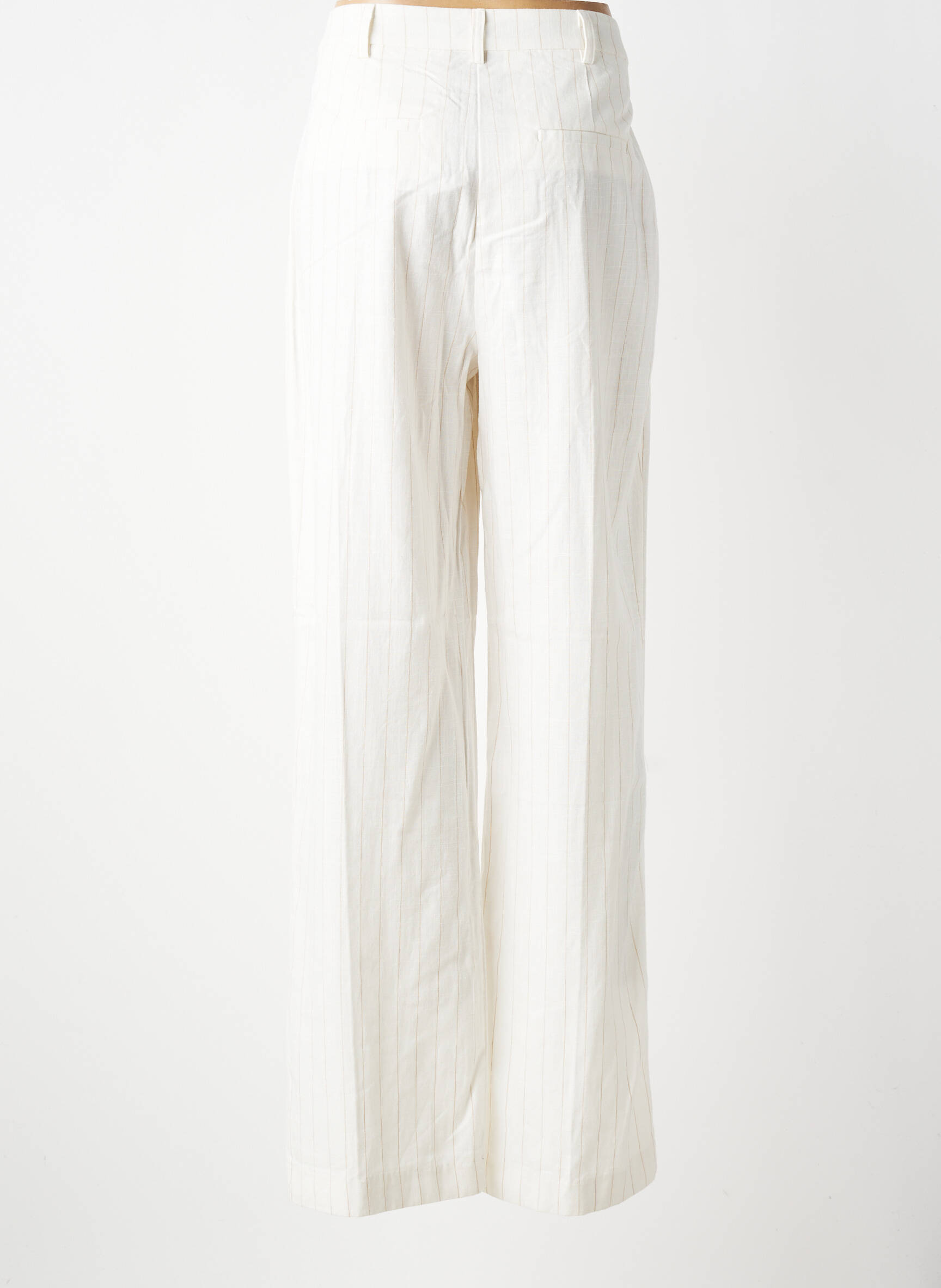 Pantalon droit tissage popeline taille normale beige B.YOUNG femme