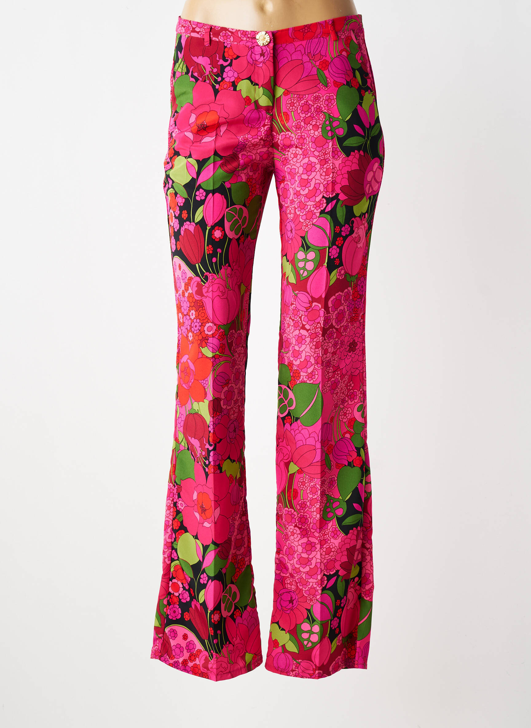 Pantalon flare taille normale taille normale rose MORGAN femme