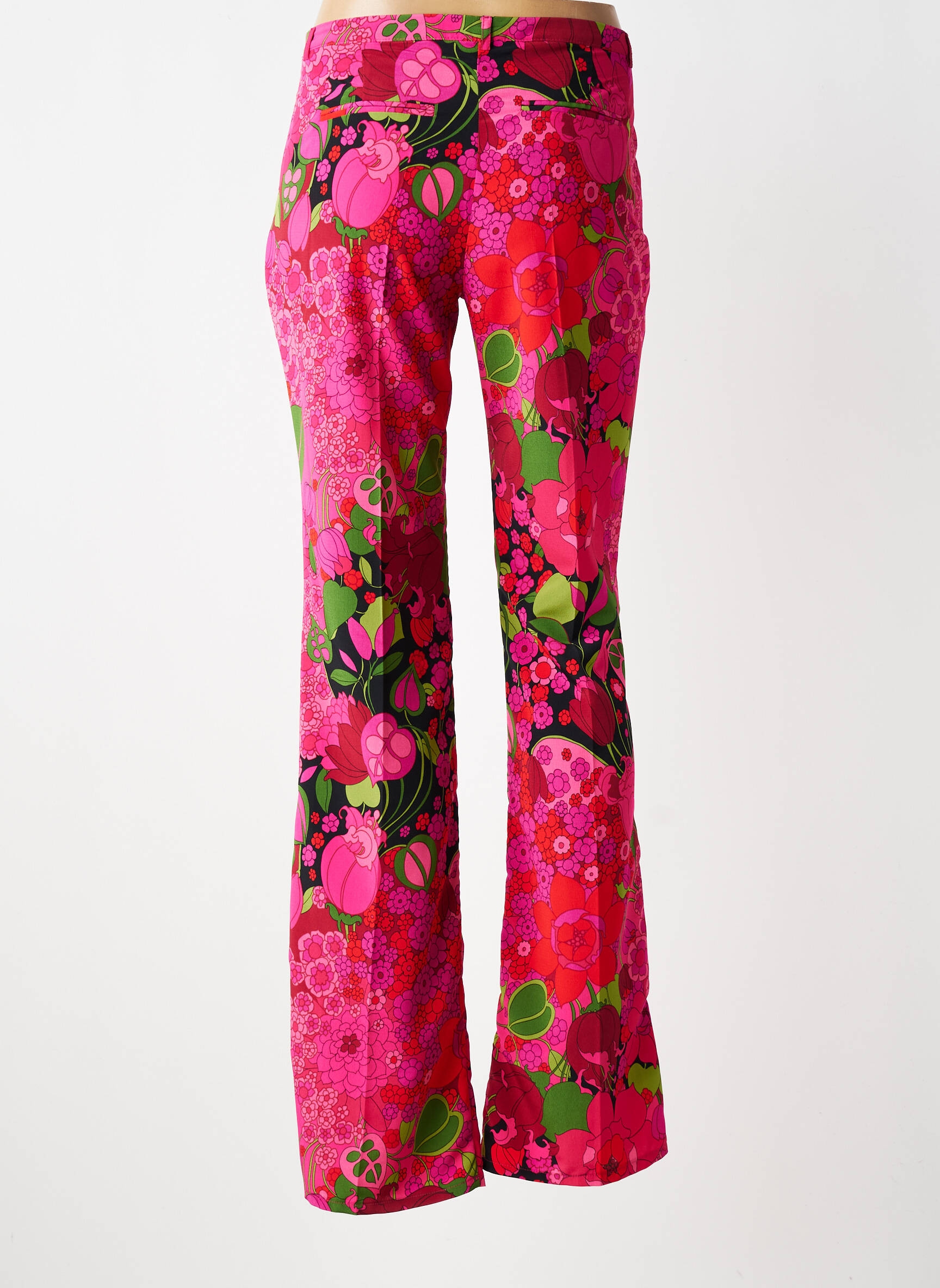 Pantalon flare taille normale taille normale rose MORGAN femme