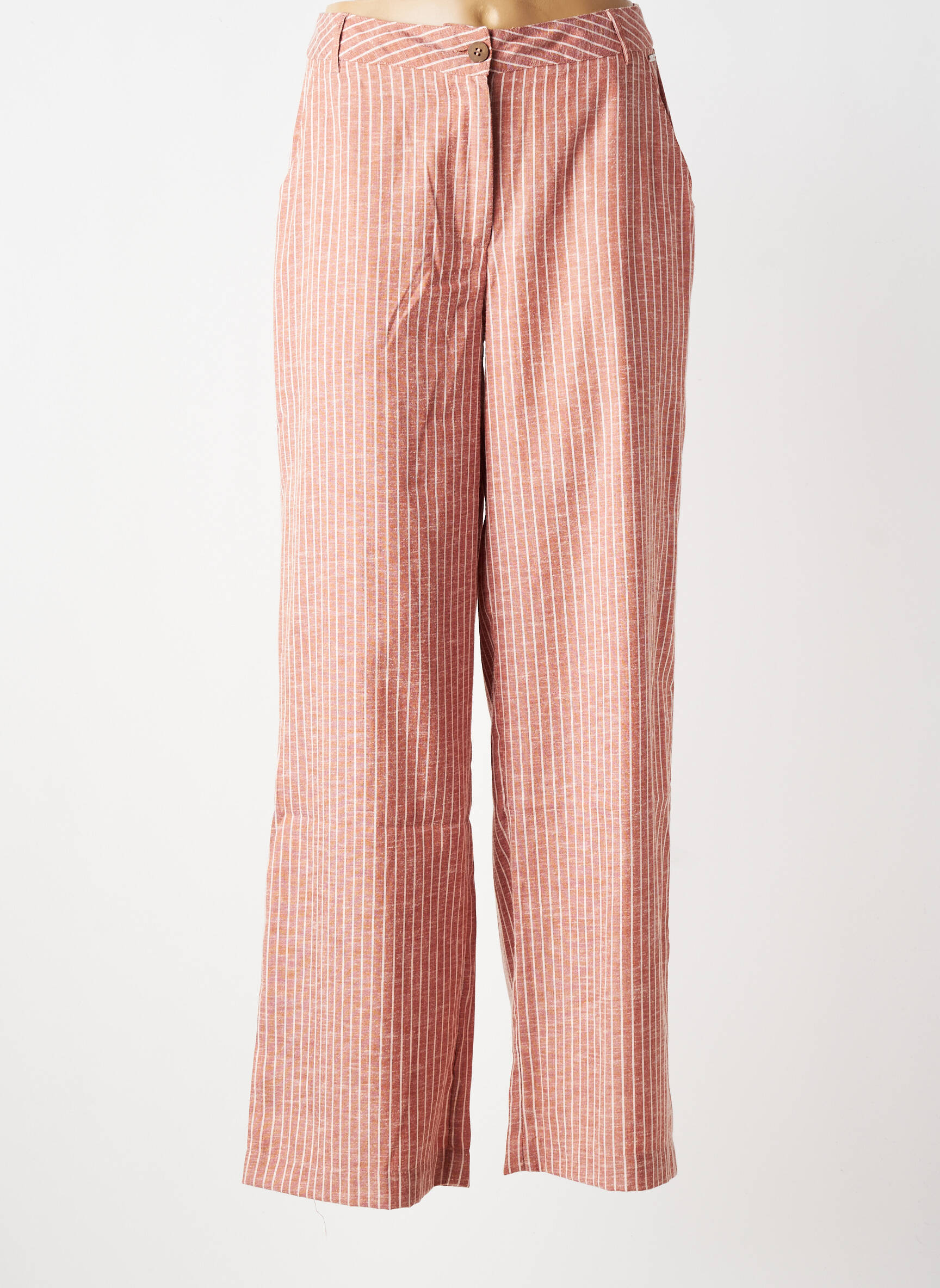 Pantalon droit tissage popeline taille normale rose DEELUXE femme