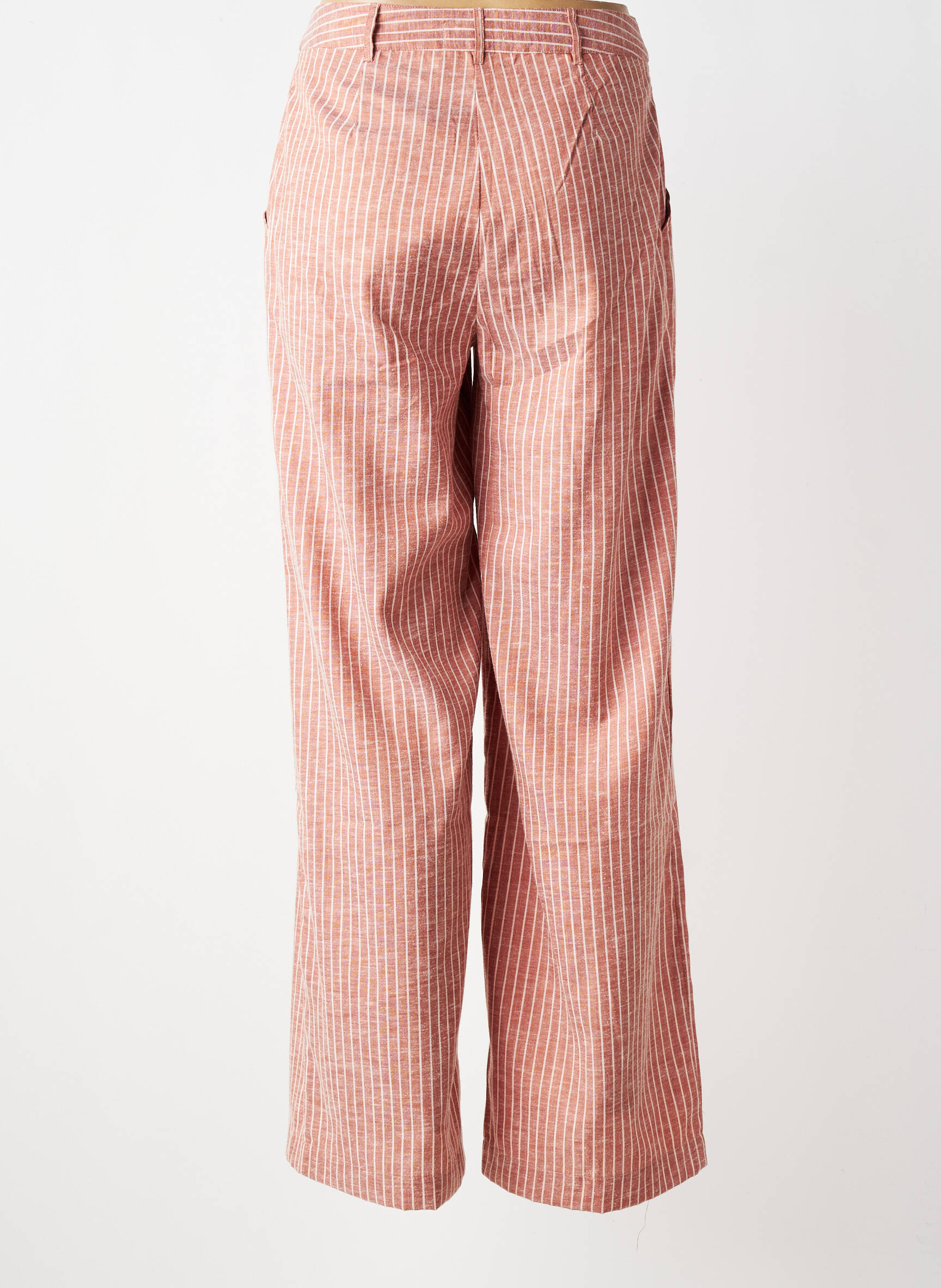 Pantalon droit tissage popeline taille normale rose DEELUXE femme