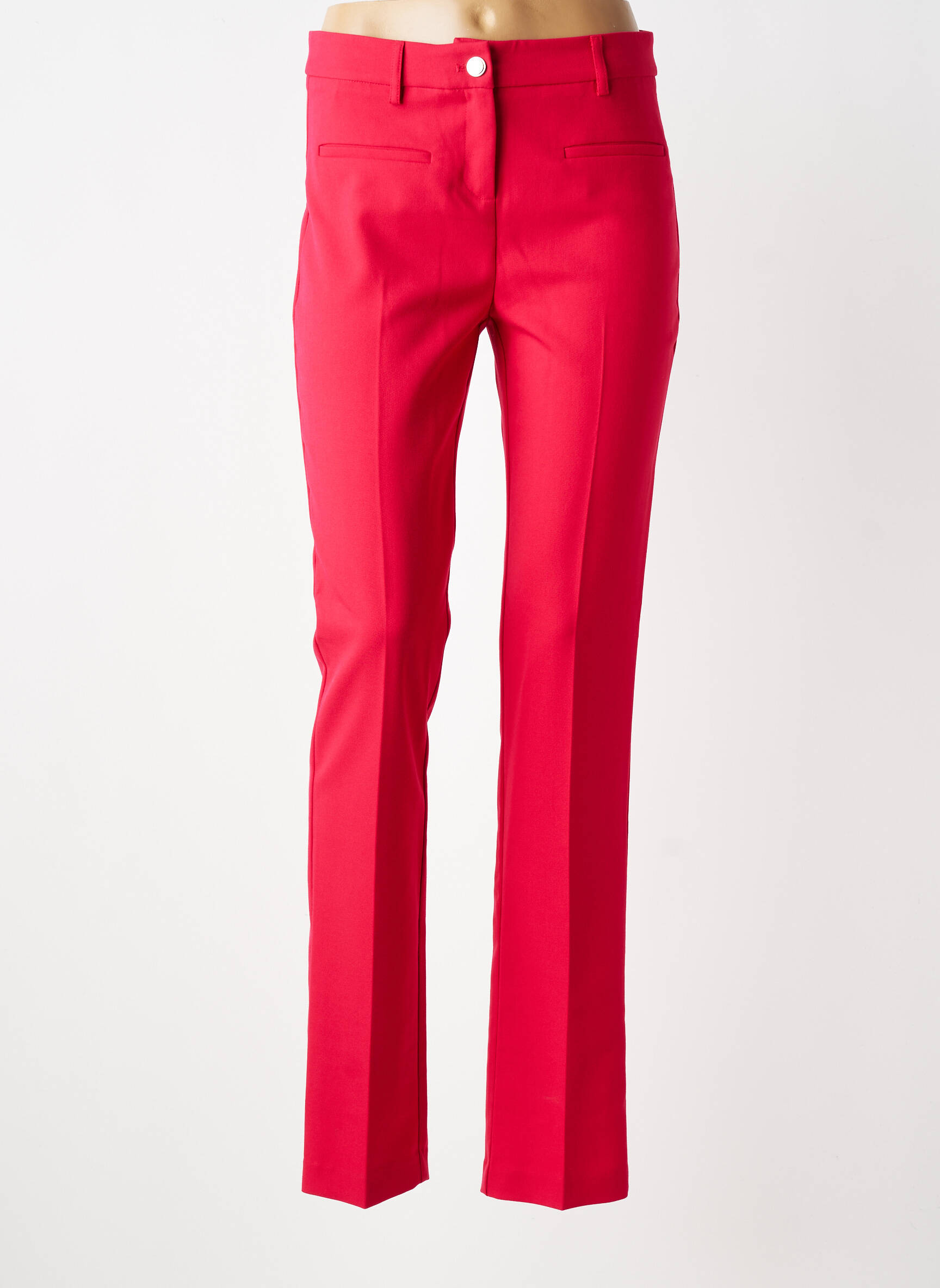 Pantalon slim tissage popeline taille normale rose MORGAN femme