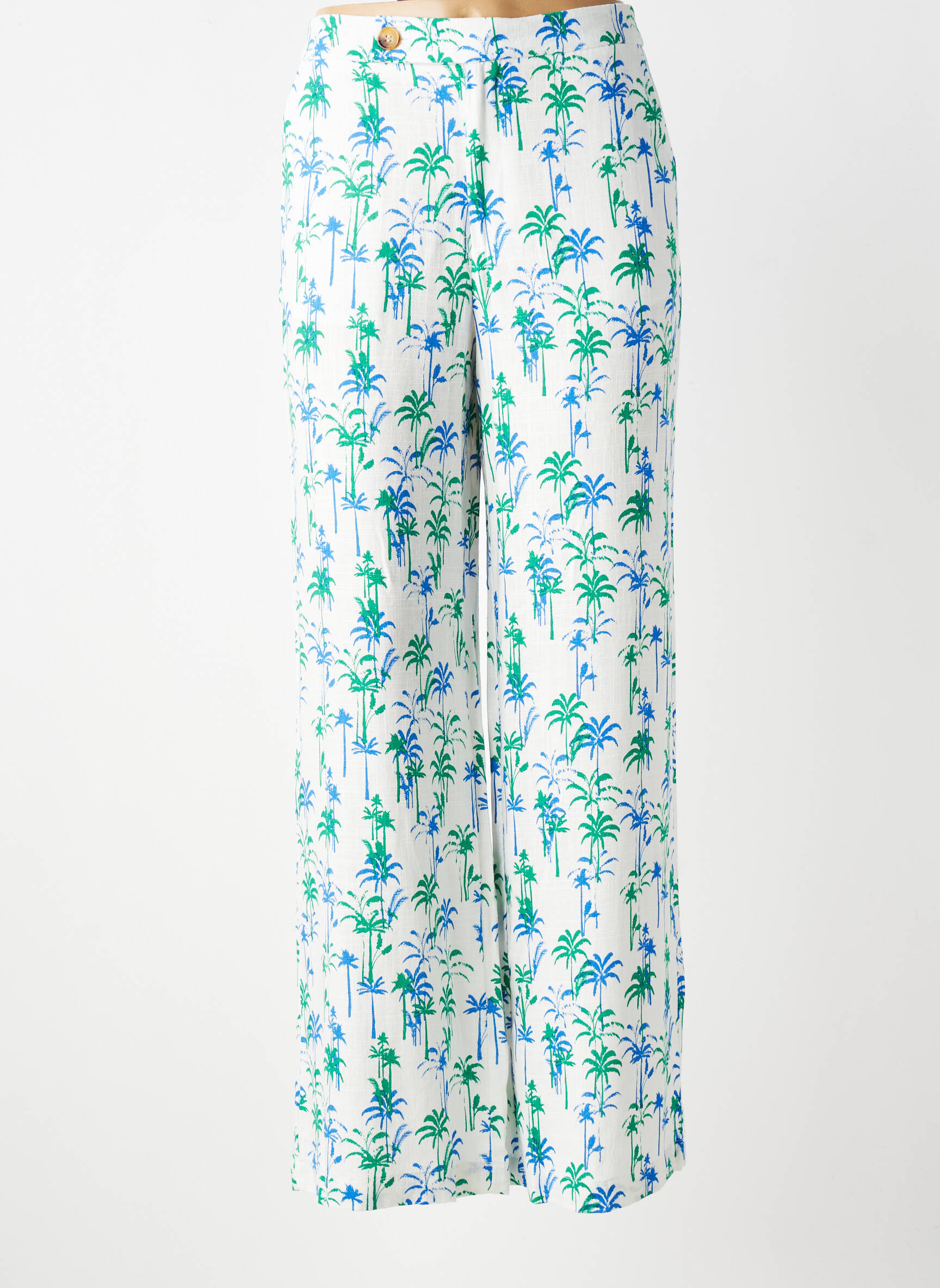 Pantalon large tissage popeline taille normale blanc TIFFOSI femme