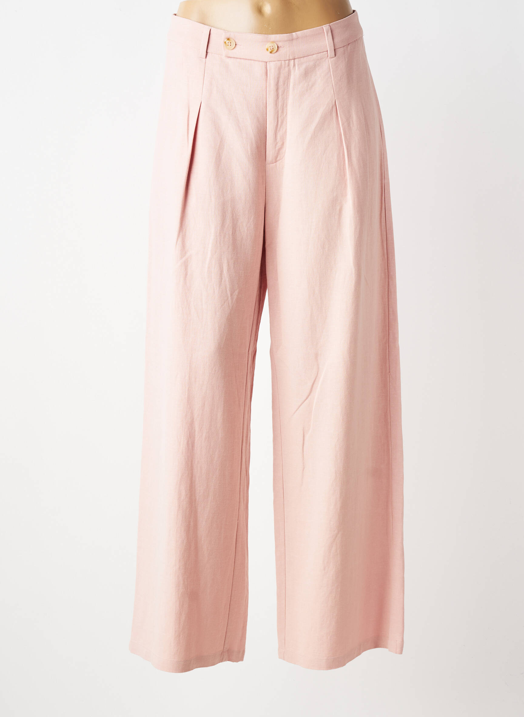 Pantalon large tissage popeline taille normale rose MOLLY BRACKEN femme