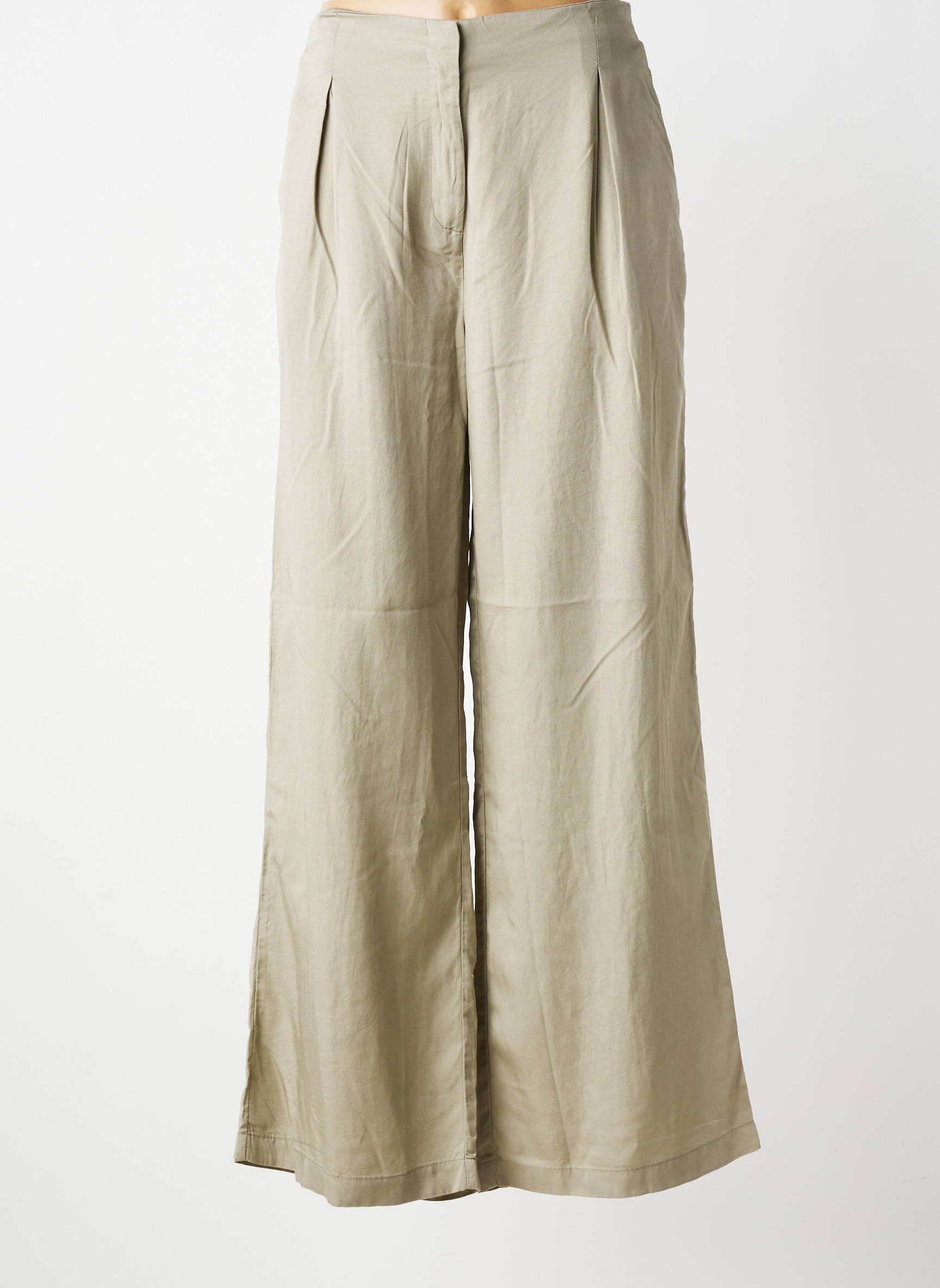 Pantalon large tissage popeline taille normale vert TIFFOSI femme