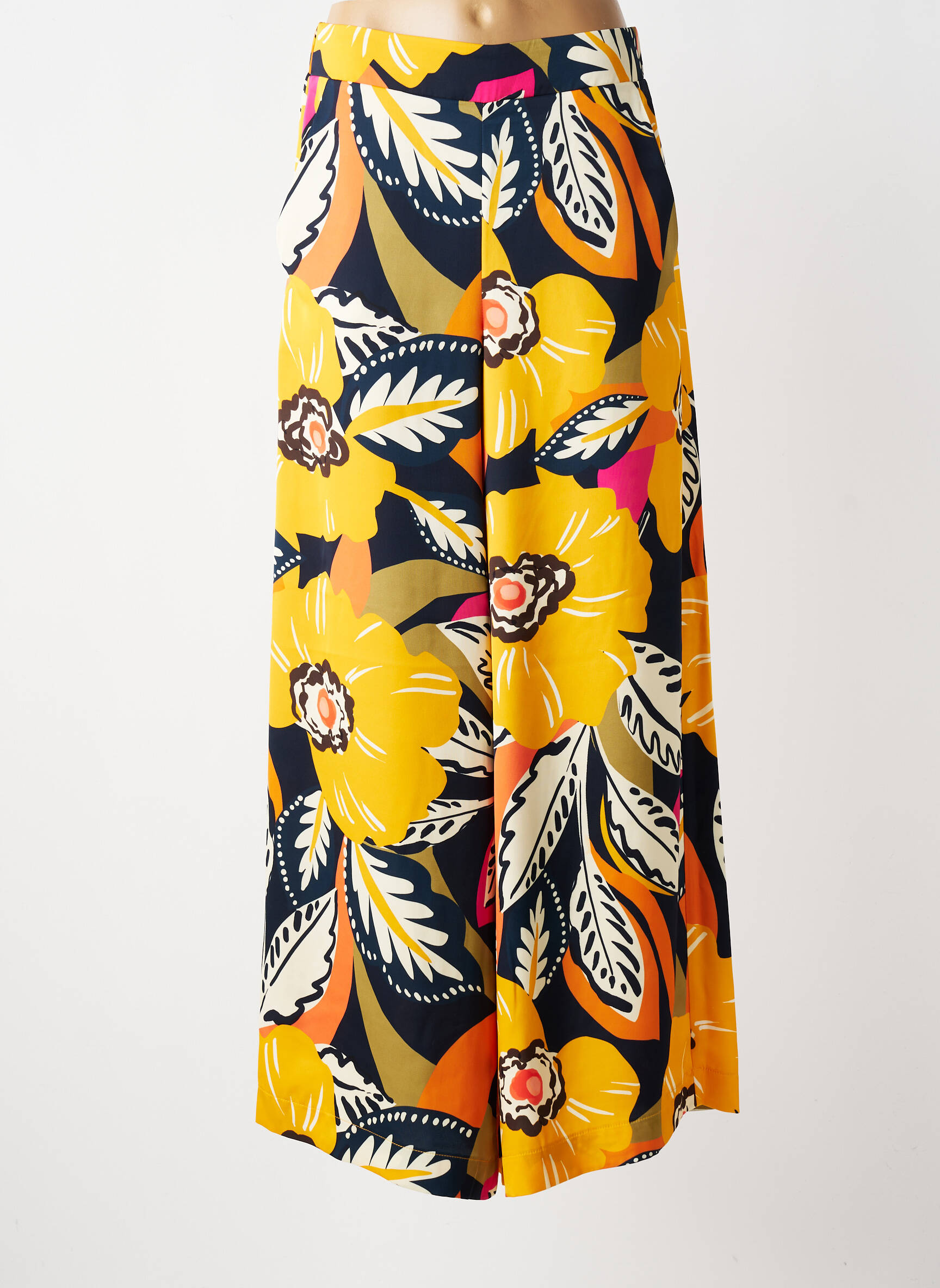 Pantalon large tissage crêpe taille normale jaune MOLLY BRACKEN femme