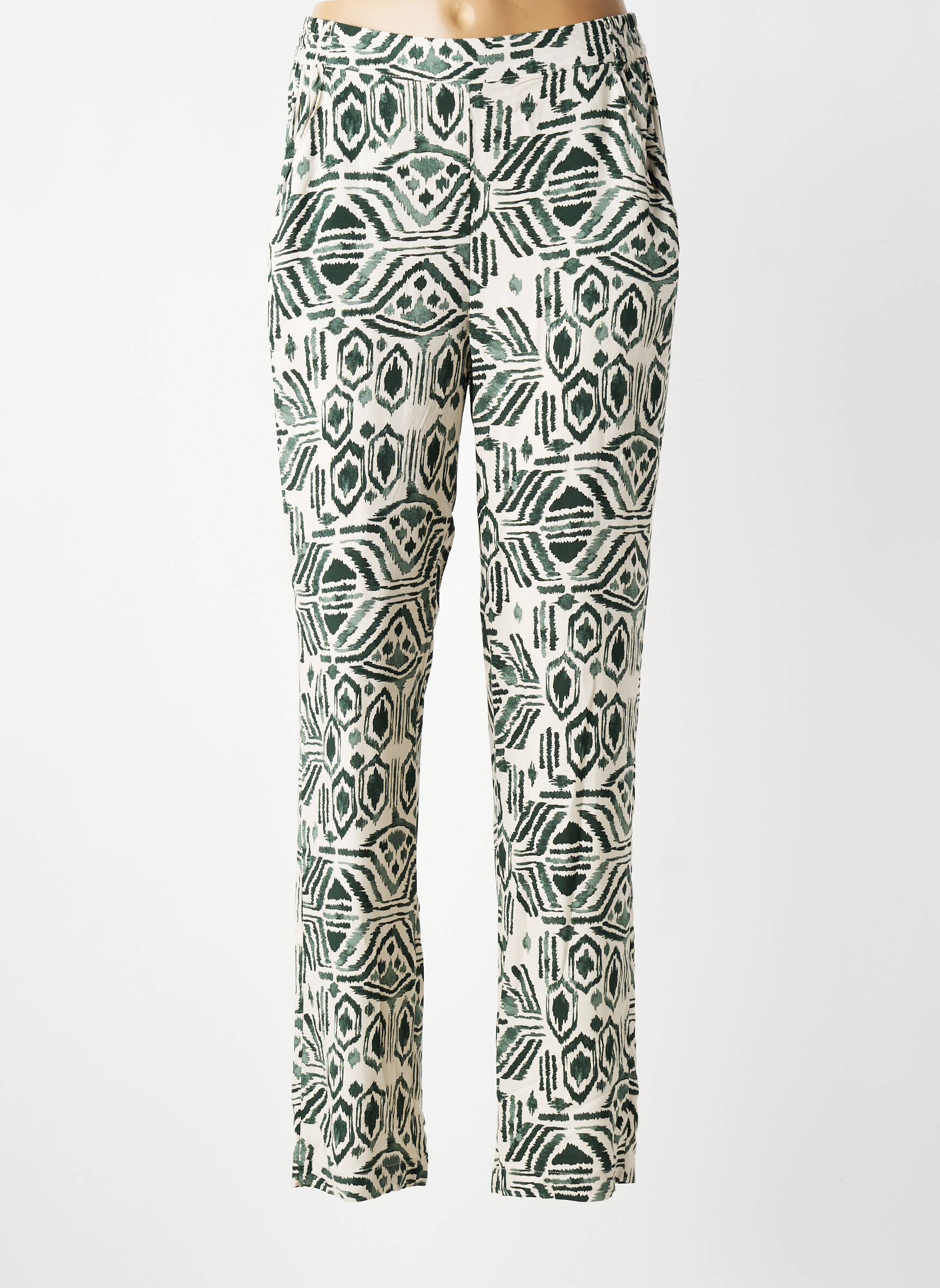 Pantalon slim taille élastique taille normale vert B.YOUNG femme