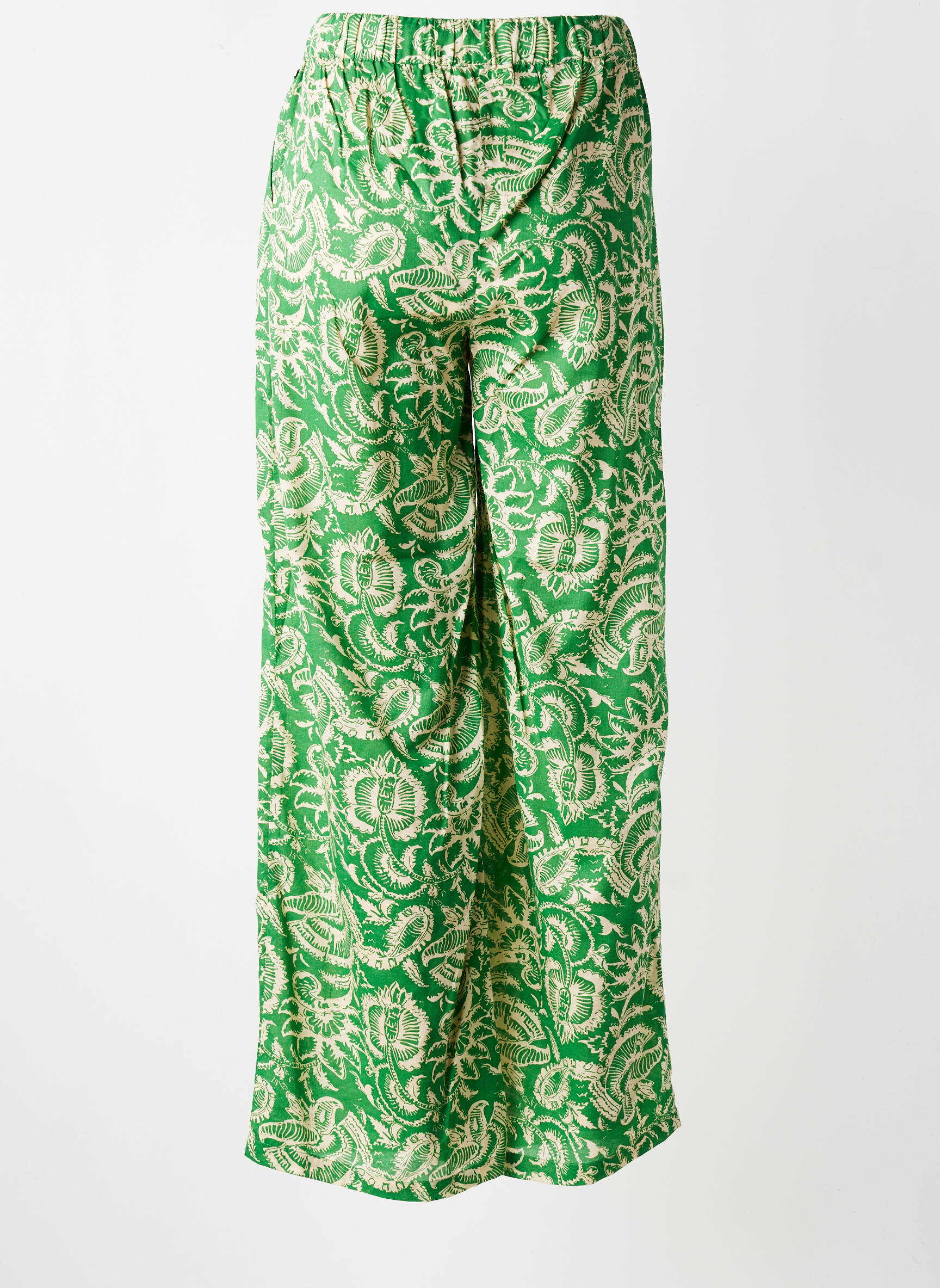 Pantalon large tissage popeline taille normale vert DEELUXE femme
