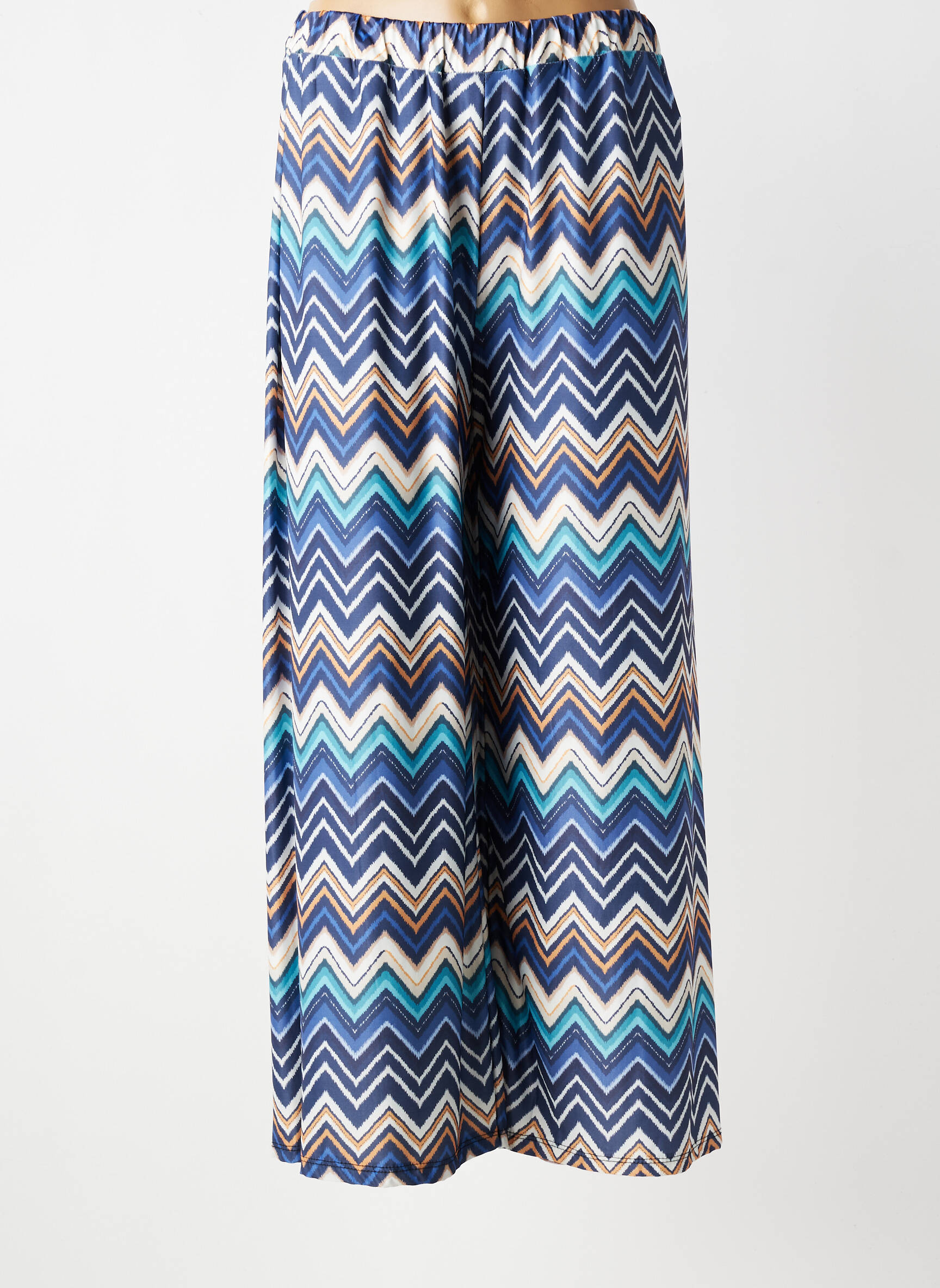 Pantalon large tissage popeline taille normale bleu QUATRE VINGT JOURS femme
