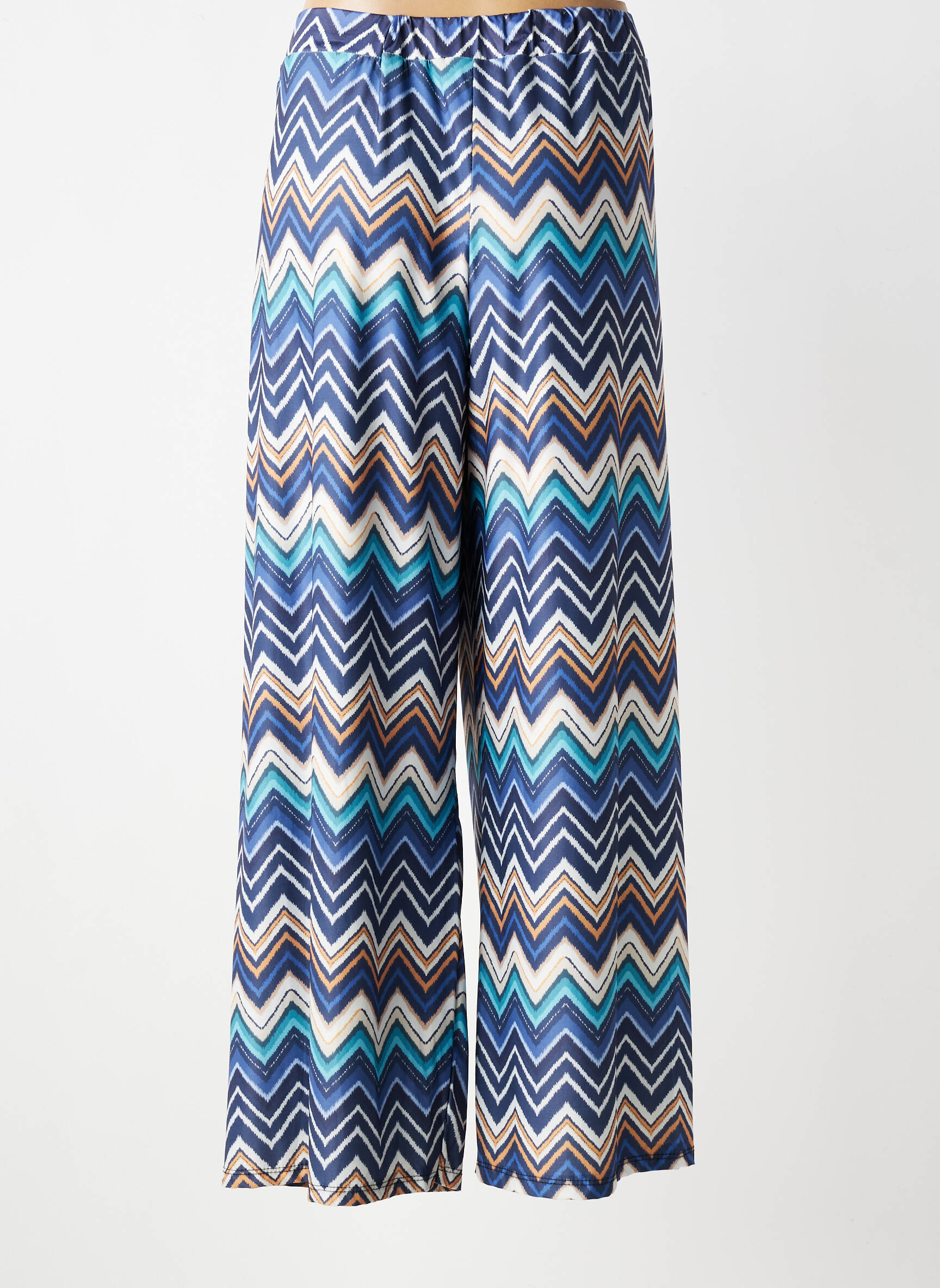 Pantalon large tissage popeline taille normale bleu QUATRE VINGT JOURS femme