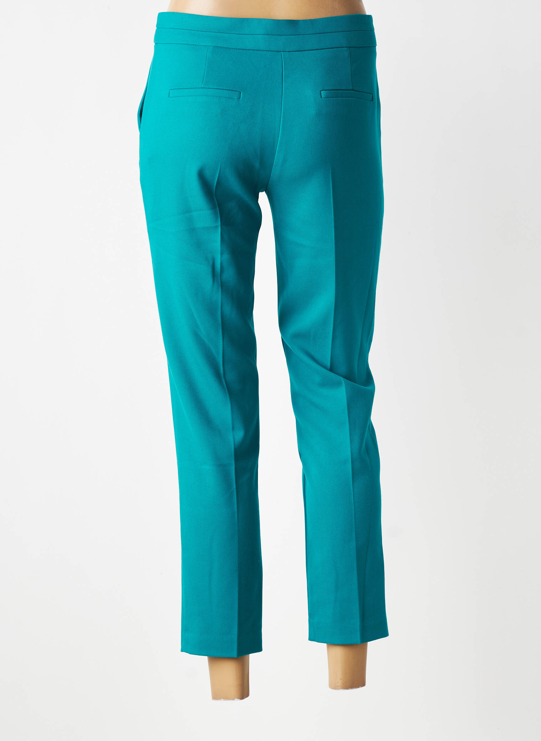 Pantalon 7/8 tissage popeline taille normale vert MORGAN femme
