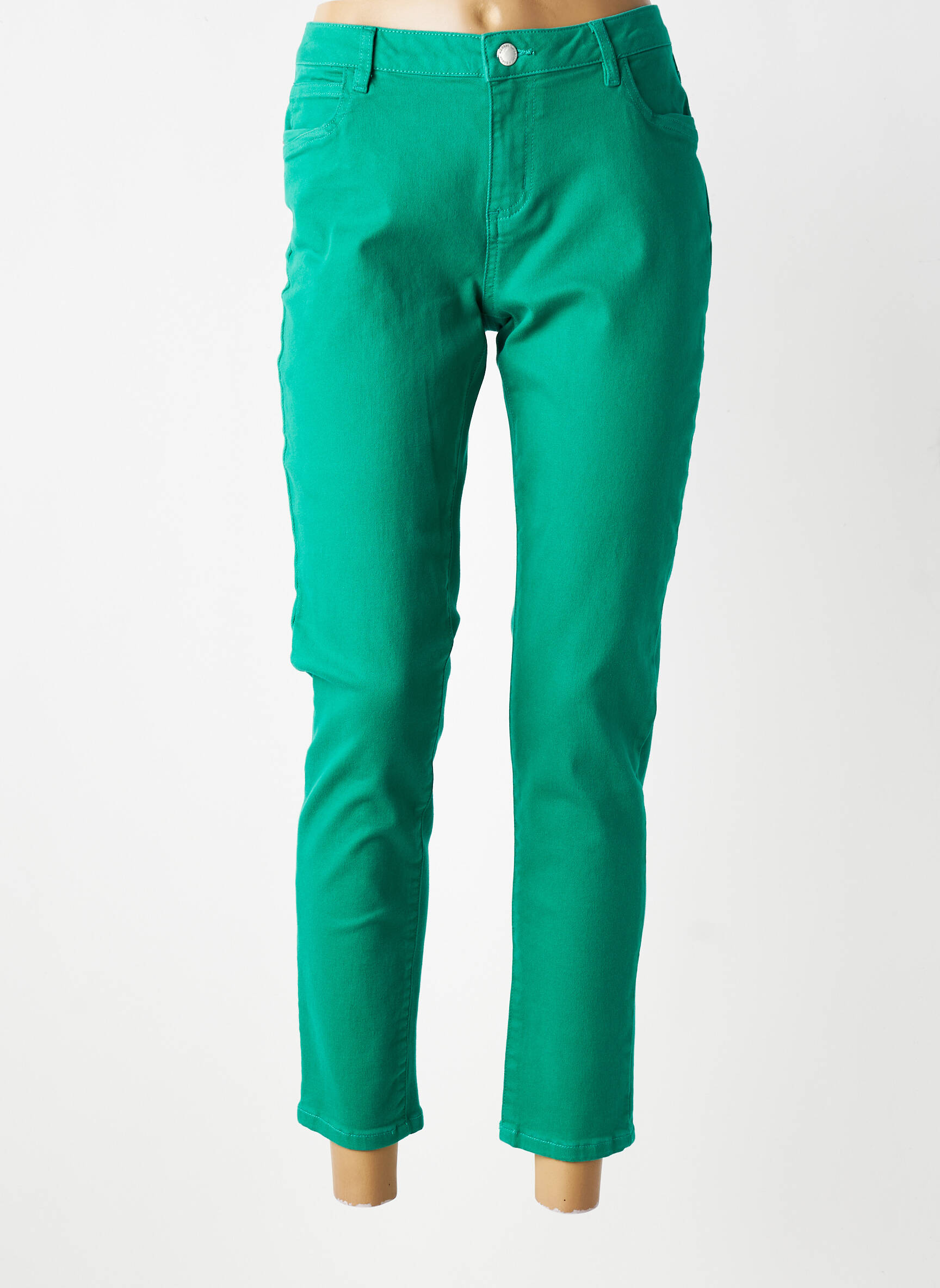 Jeans coupe slim tissage brut taille normale vert MORGAN femme