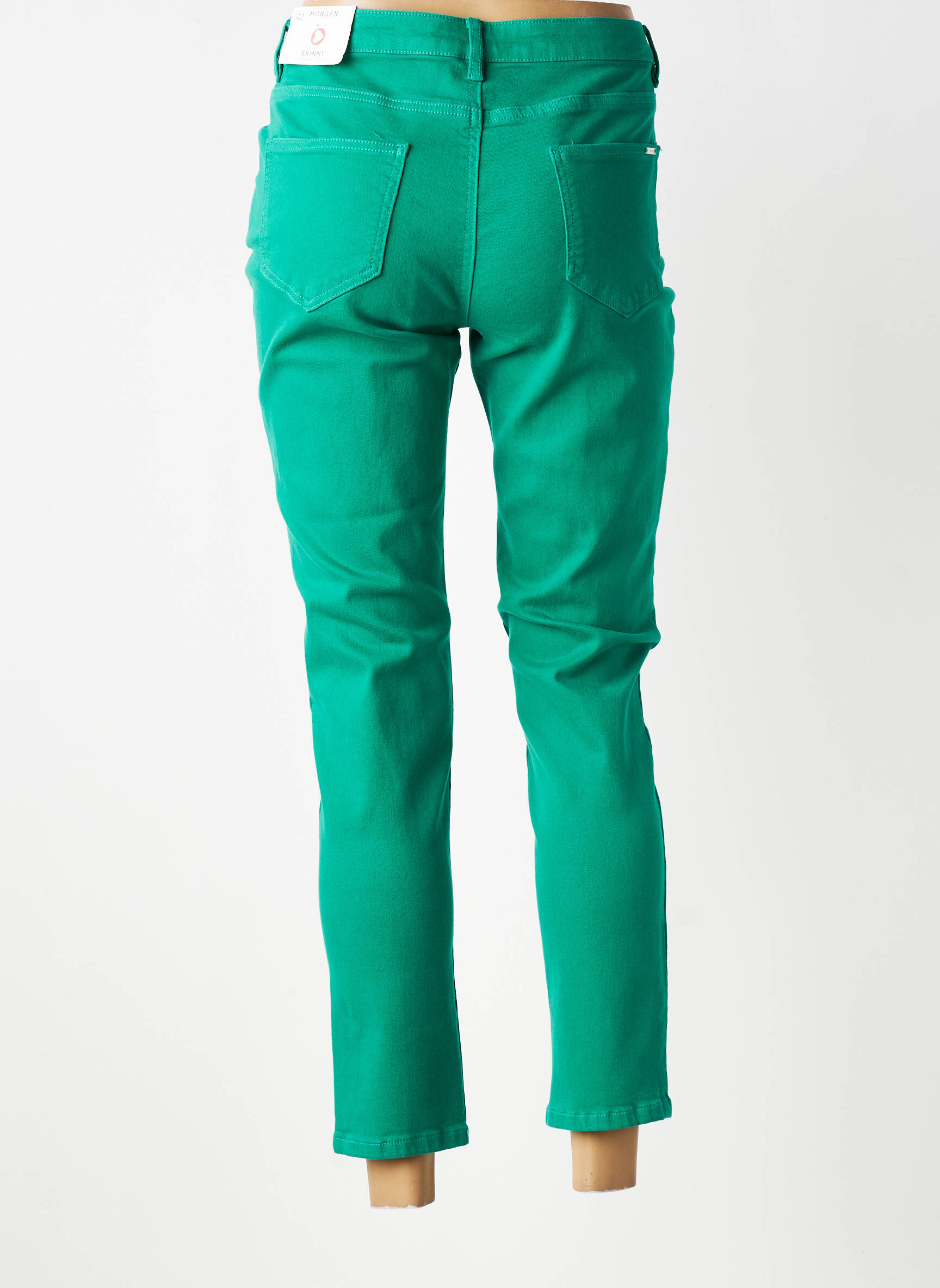 Jeans coupe slim tissage brut taille normale vert MORGAN femme