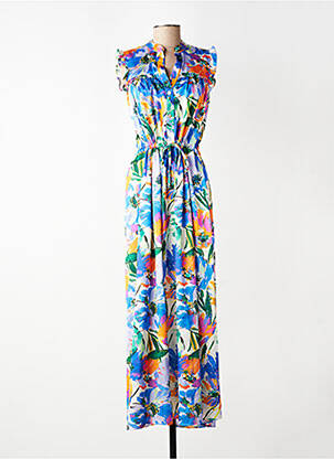 Robe longue imprimé fleurs manches courtes bleu SCARLET ROOS femme