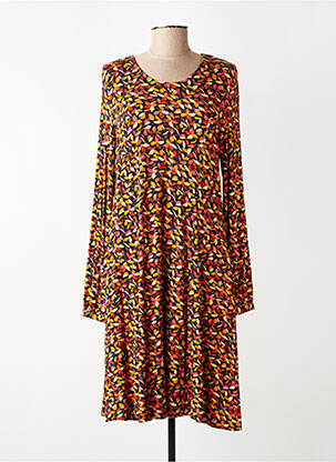 Robe mi-longue imprimé fleurs manches longues jaune AGATHE & LOUISE femme