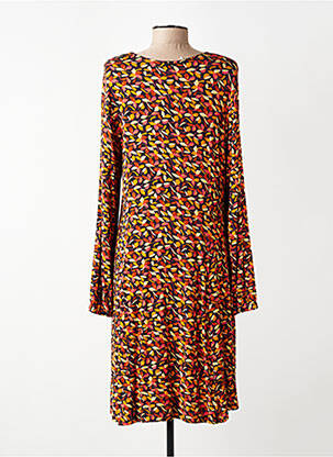 Robe mi-longue imprimé fleurs manches longues jaune AGATHE & LOUISE femme