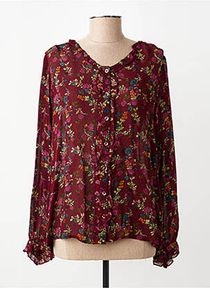Chemisier imprimé fleurs manches longues rouge AGATHE & LOUISE femme